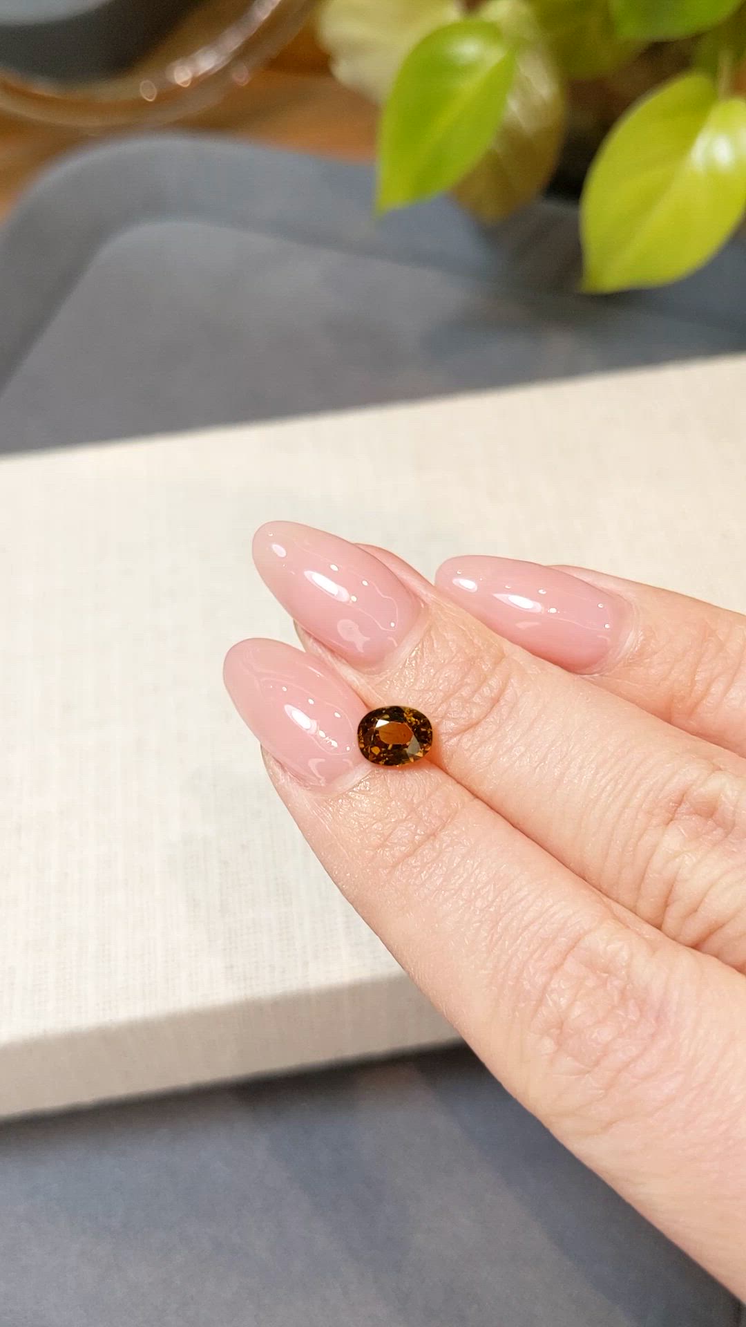 1.25 Ct. Orangish Brown Malaya Garnet from Tanzania Size Video