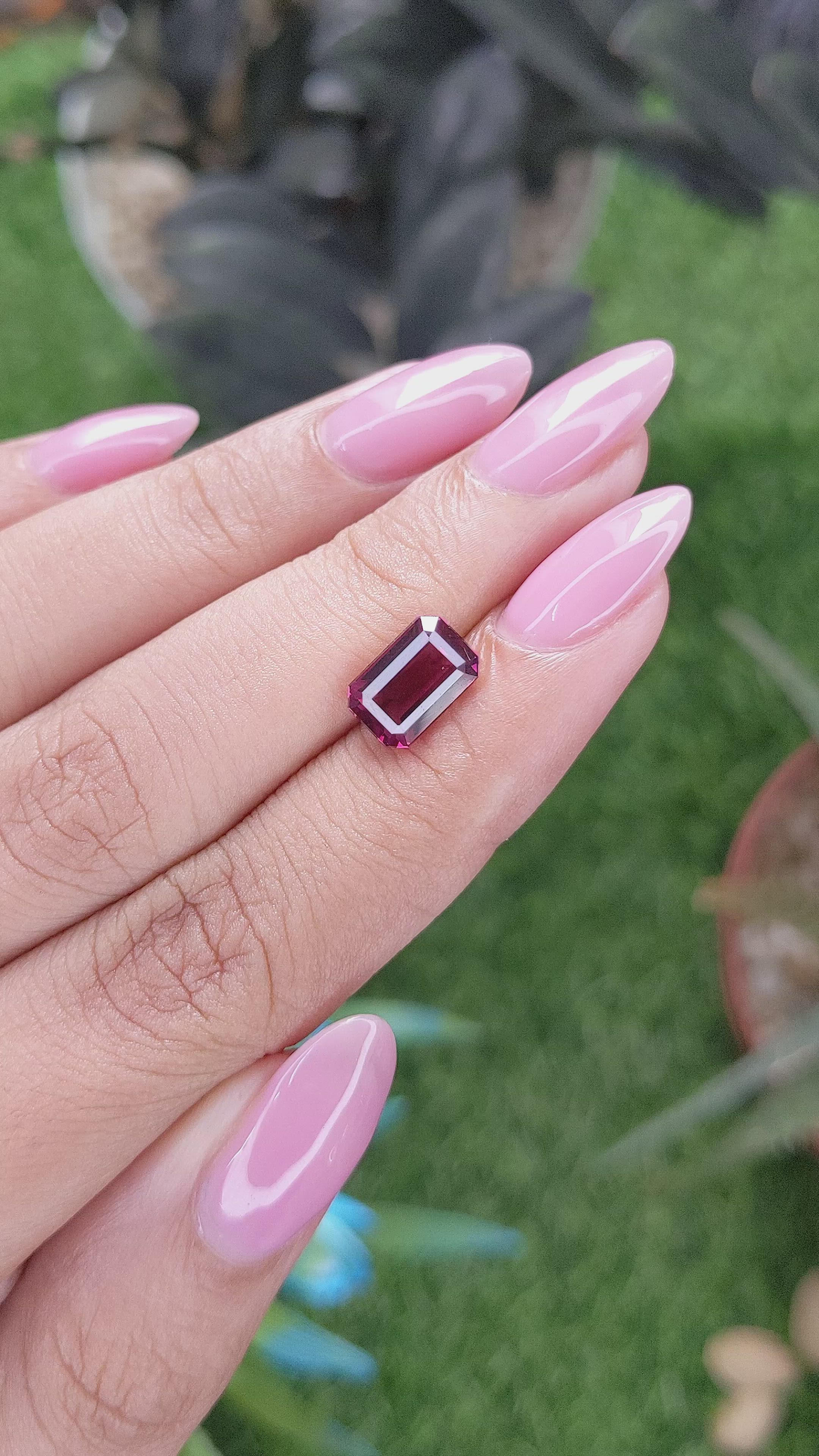 2.96 Ct. Purplish Pink Garnet from Tanzania Size Video