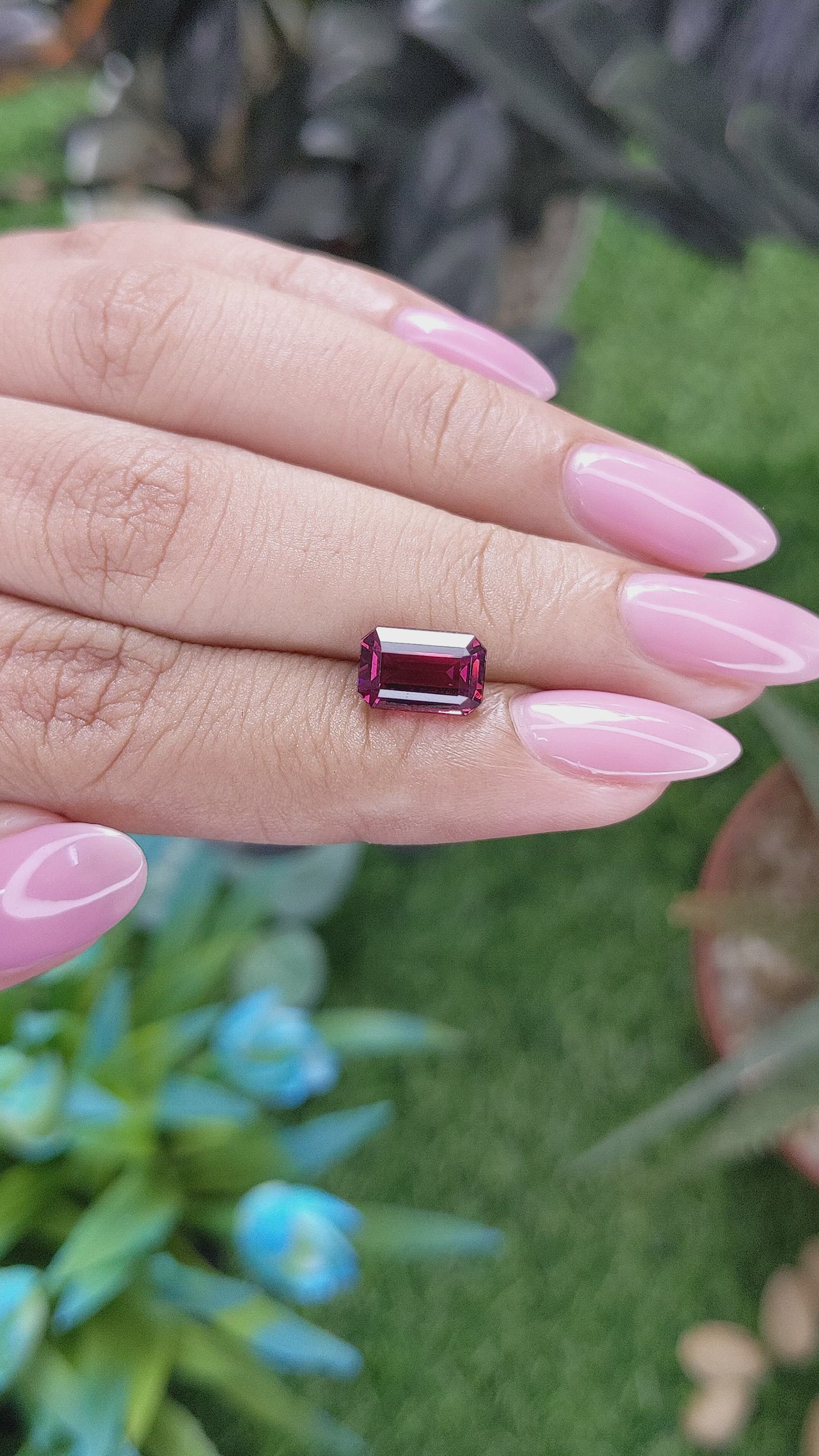 2.96 Ct. Purplish Pink Garnet from Tanzania Size Video