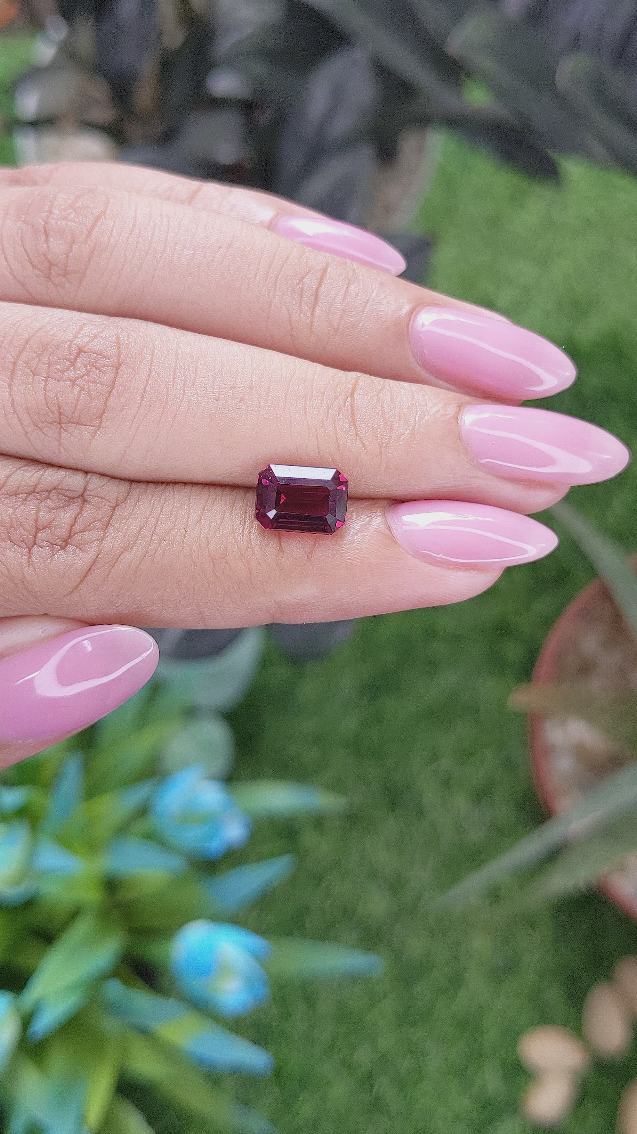 3.03 Ct. Purplish Red Garnet from Tanzania Size Video