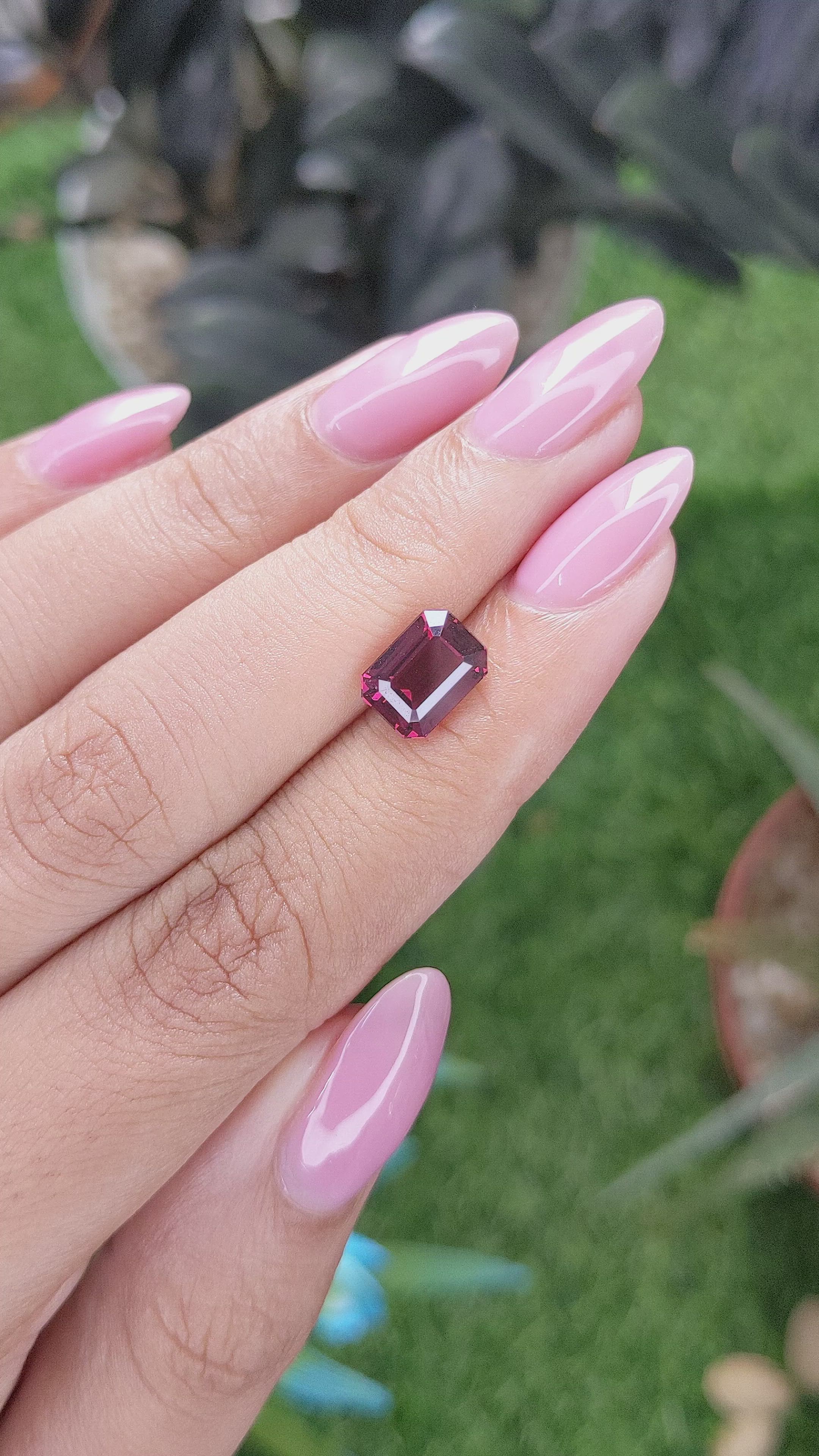 3.03 Ct. Purplish Red Garnet from Tanzania Size Video