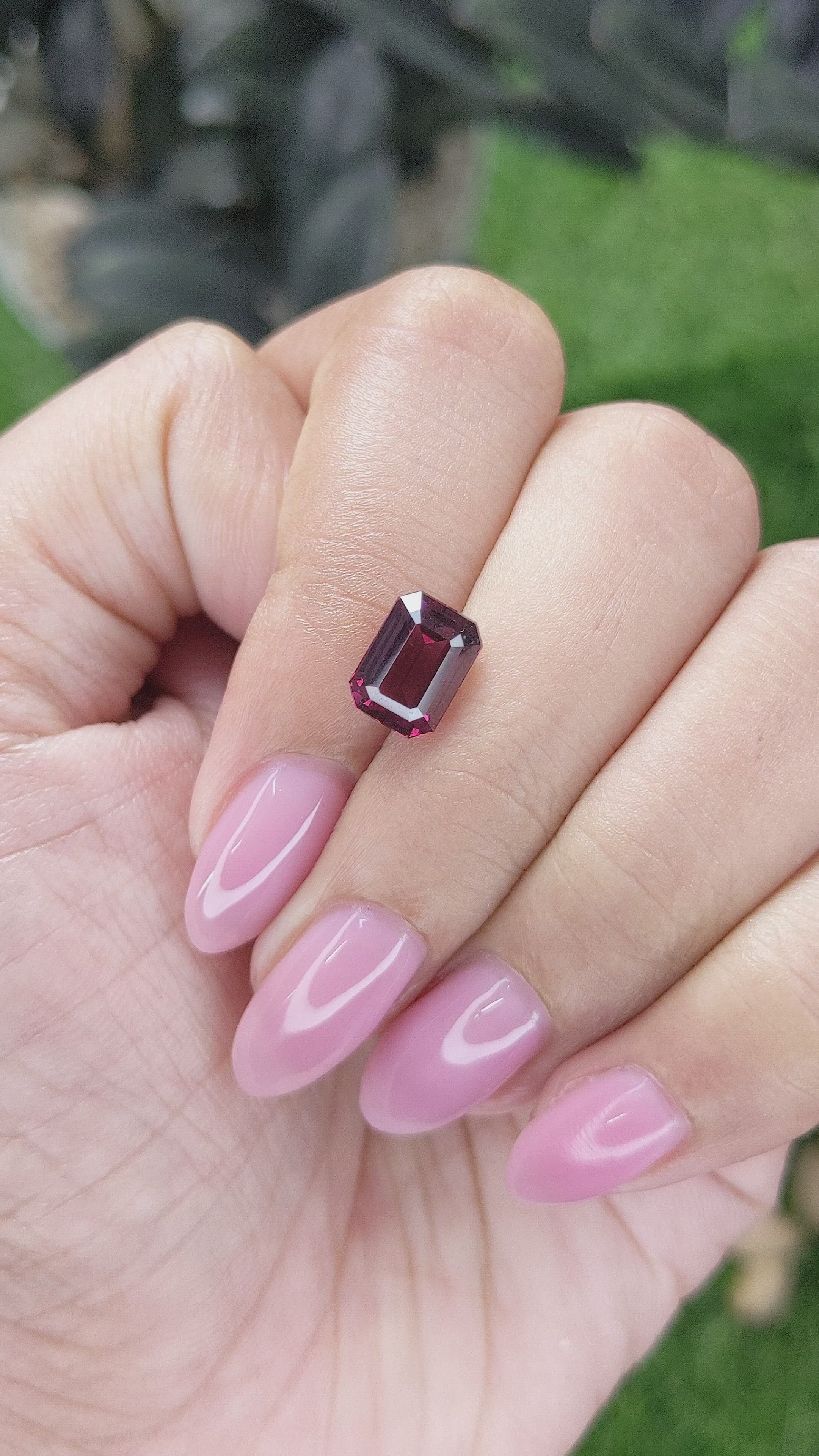 3.03 Ct. Purplish Red Garnet from Tanzania Size Video