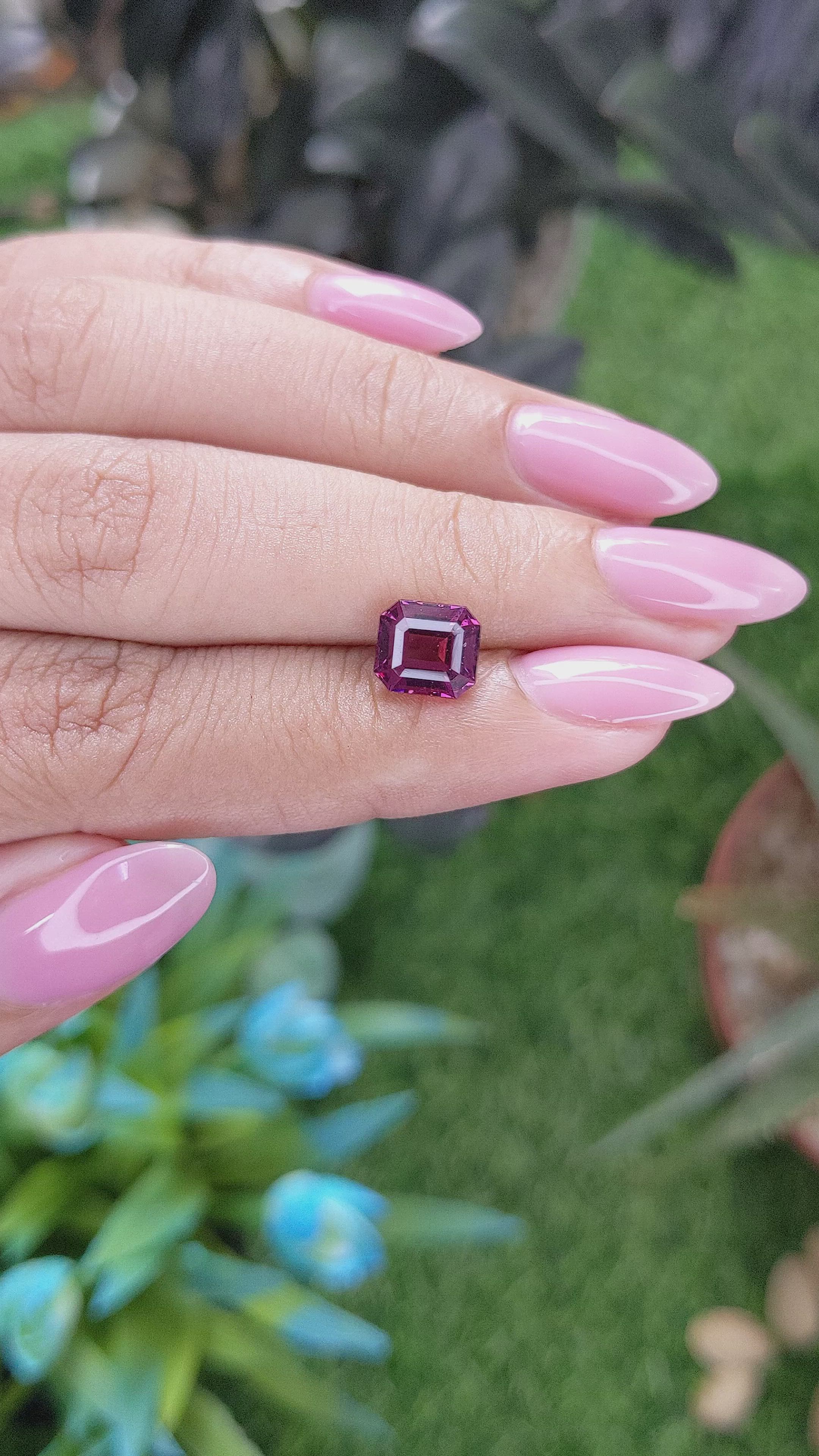 2.52 Ct. Pinkish Purple Garnet from Tanzania Size Video