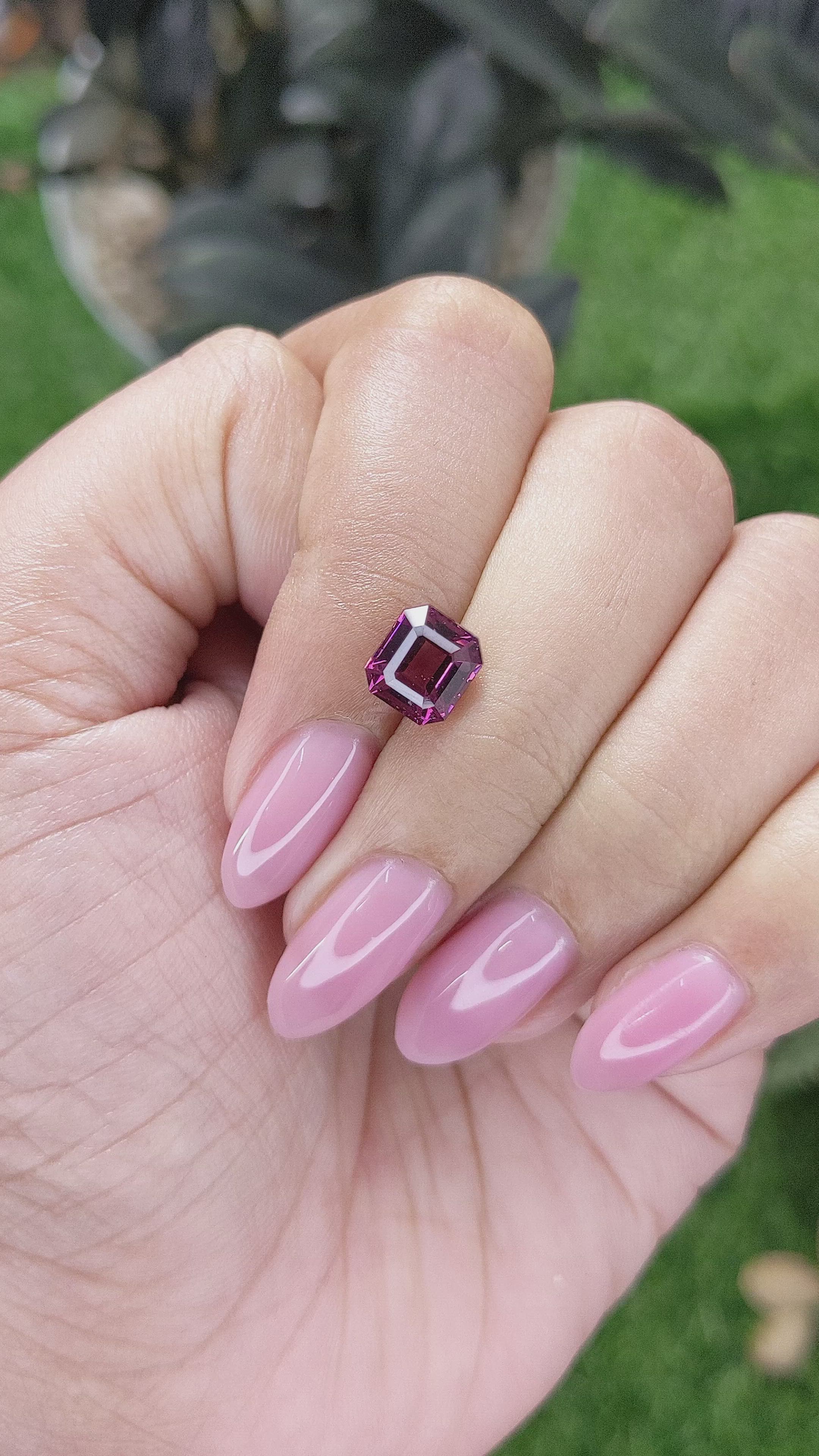 2.52 Ct. Pinkish Purple Garnet from Tanzania Size Video