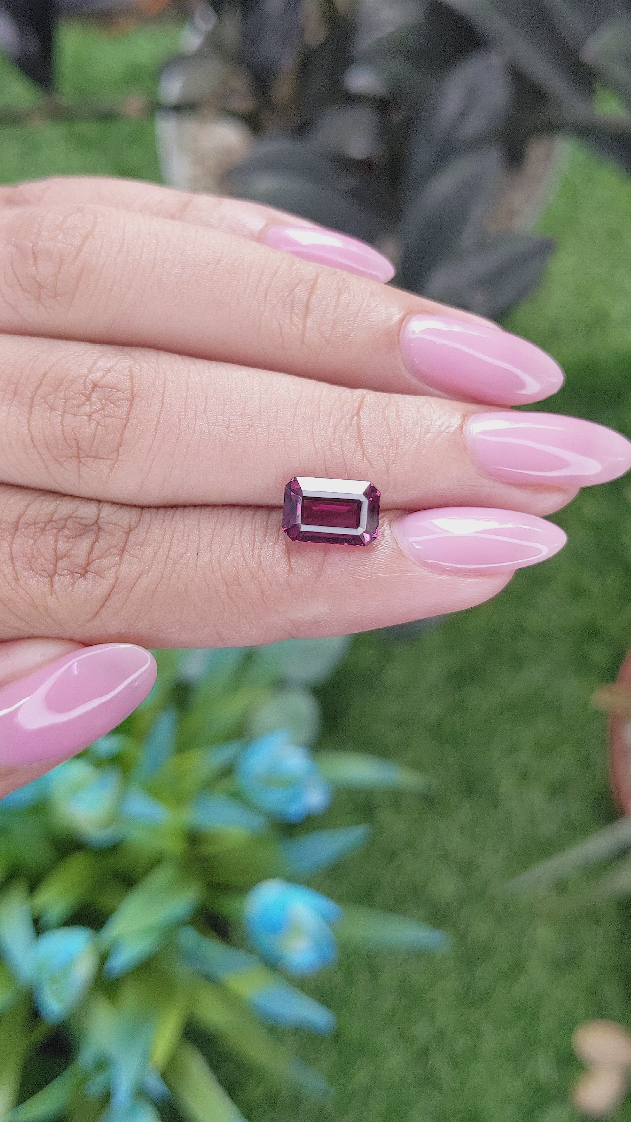 3.04 Ct. Purplish Red Garnet from Tanzania Size Video