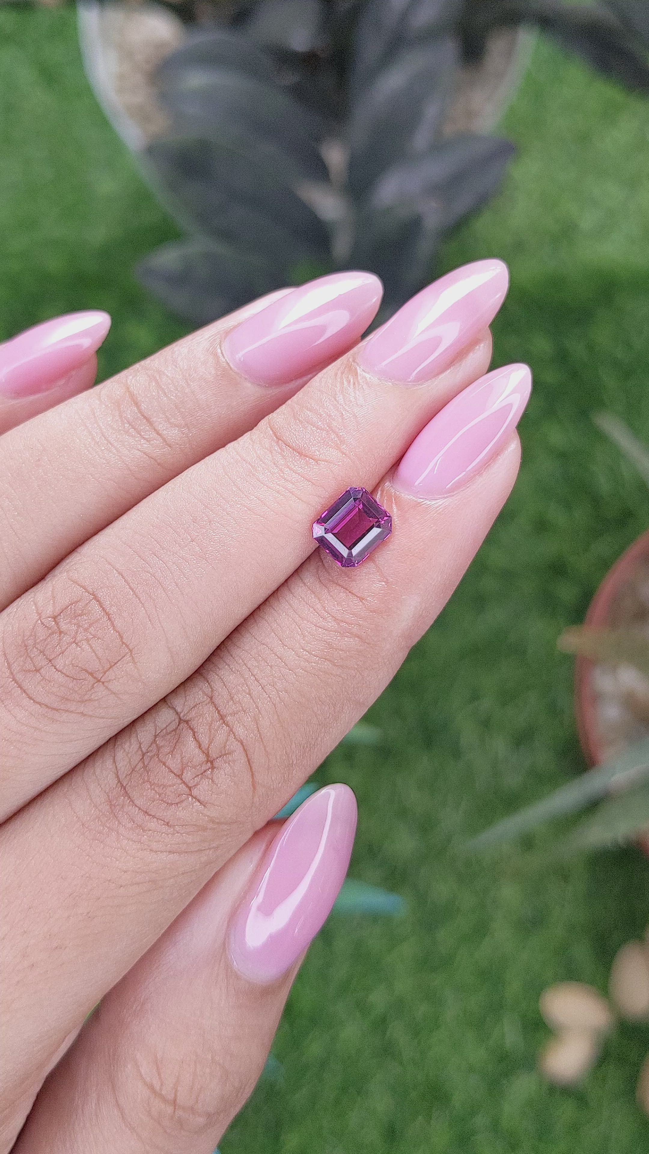 1.38 Ct. Purplish Pink Garnet from Tanzania Size Video