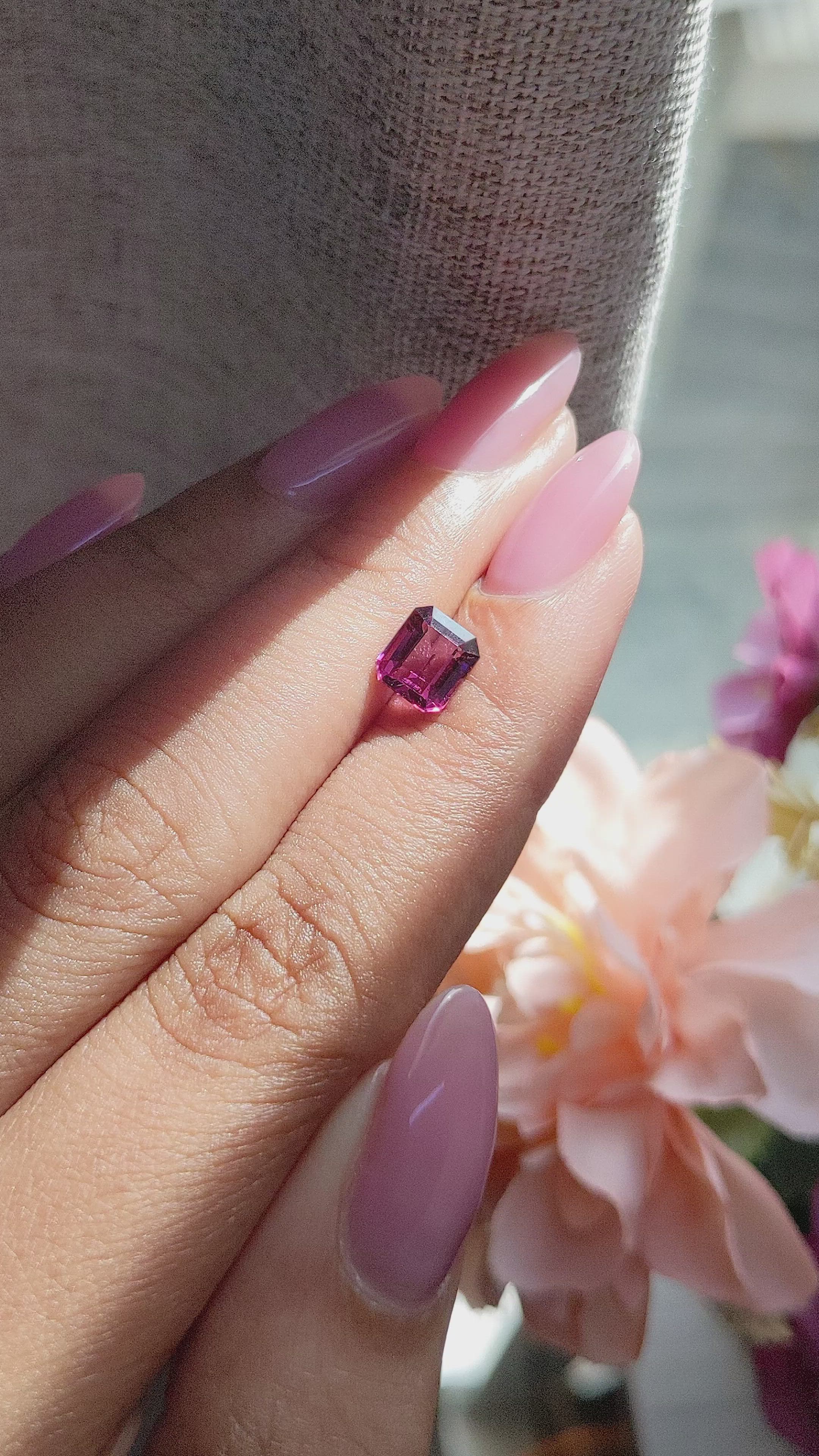 1.38 Ct. Purplish Pink Garnet from Tanzania Size Video
