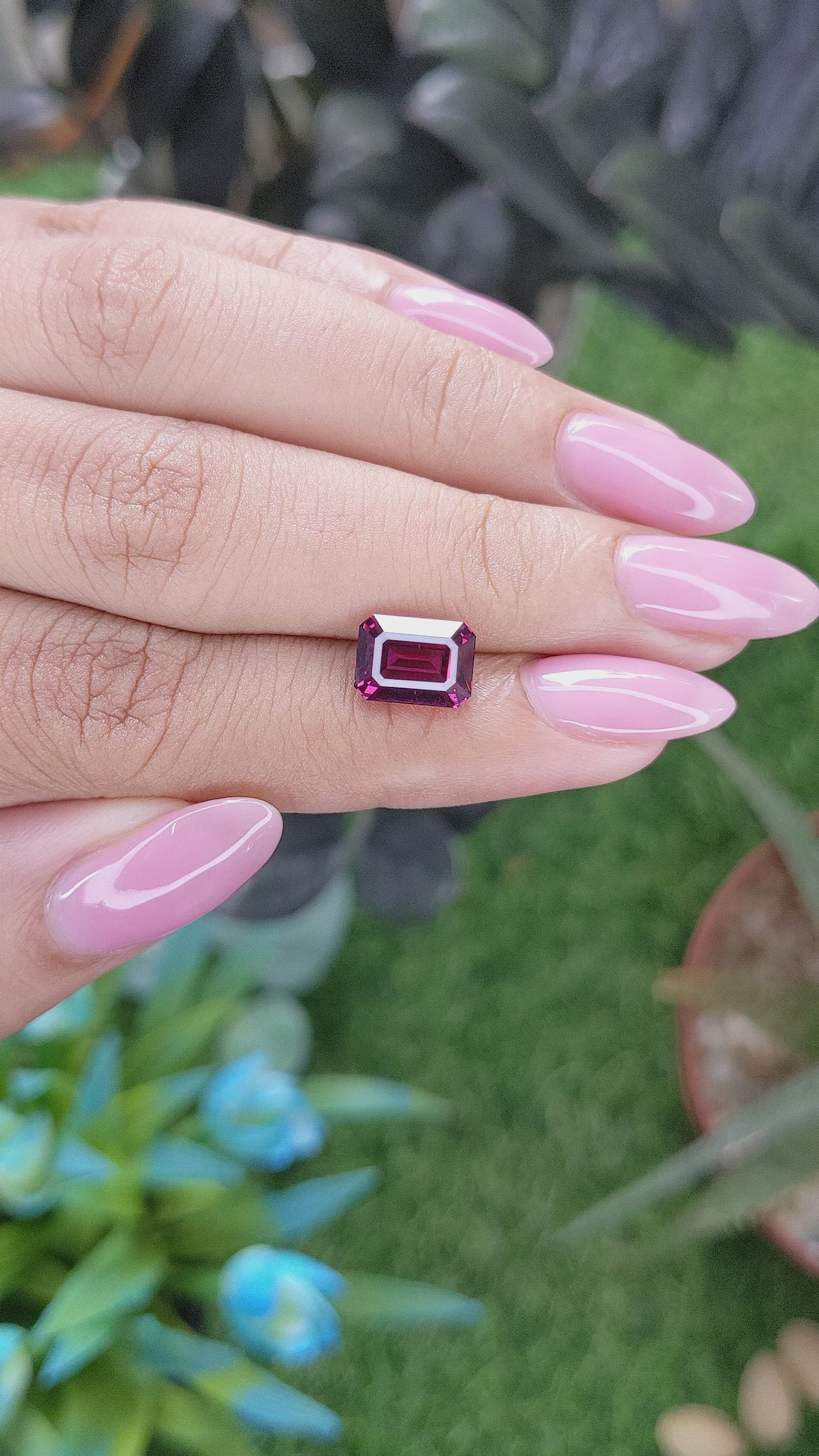 3.22 Ct. Purplish Pink Garnet from Tanzania Size Video