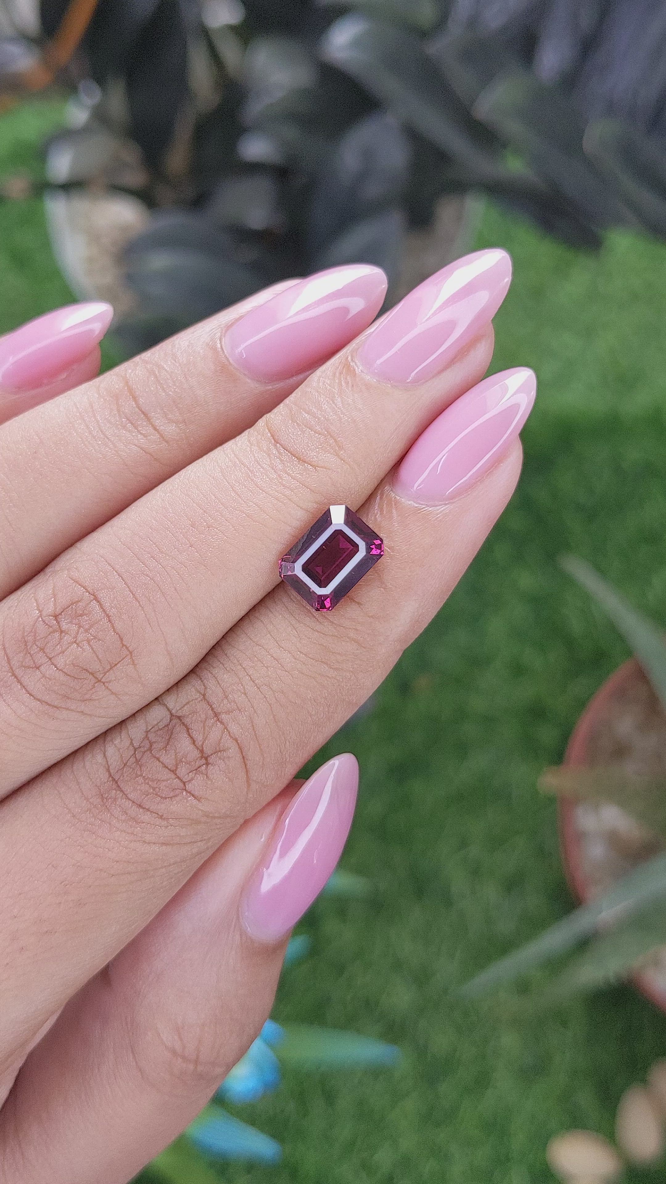 3.22 Ct. Purplish Pink Garnet from Tanzania Size Video