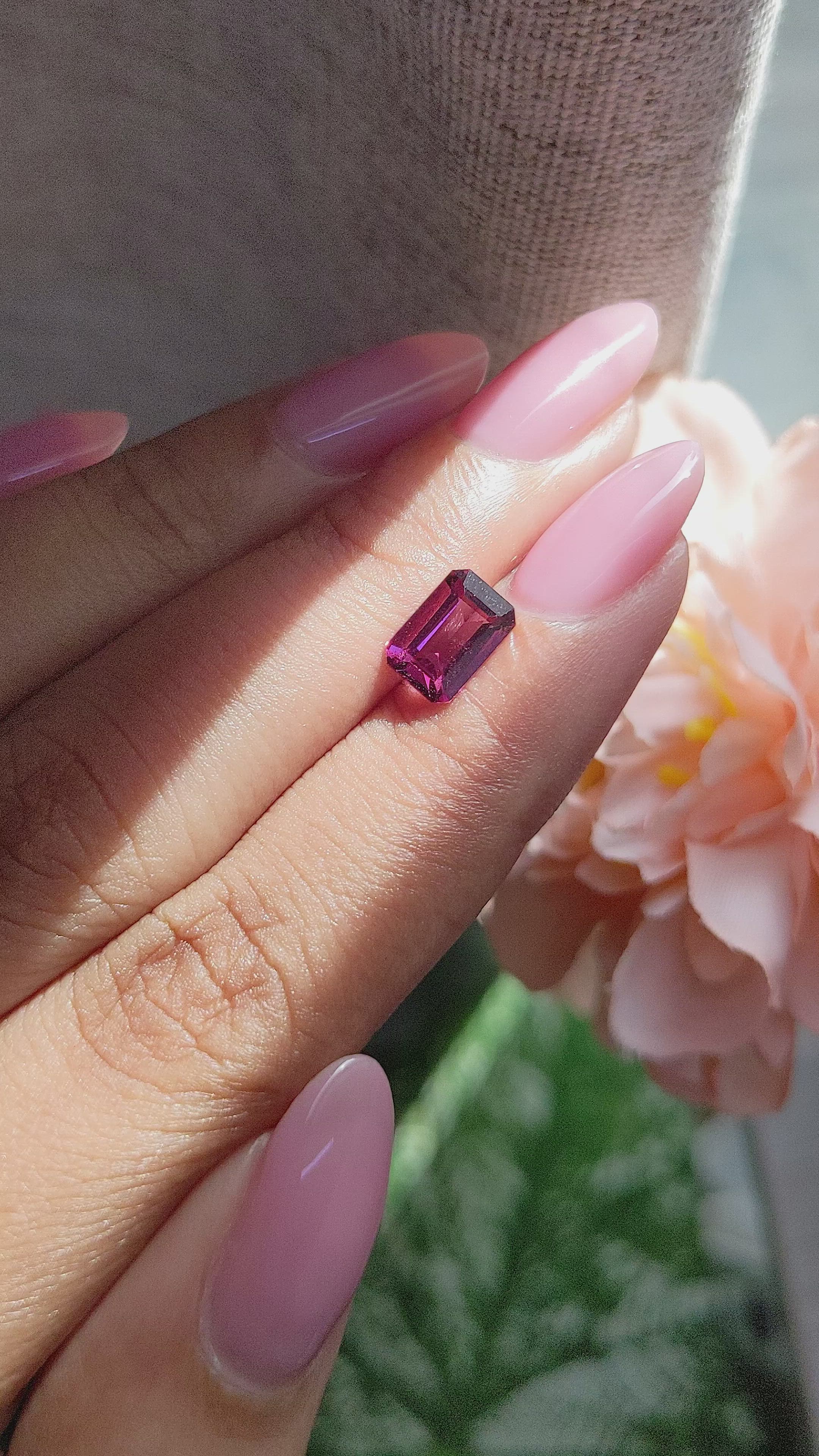 1.47 Ct. Pinkish Purple Garnet from Tanzania Size Video