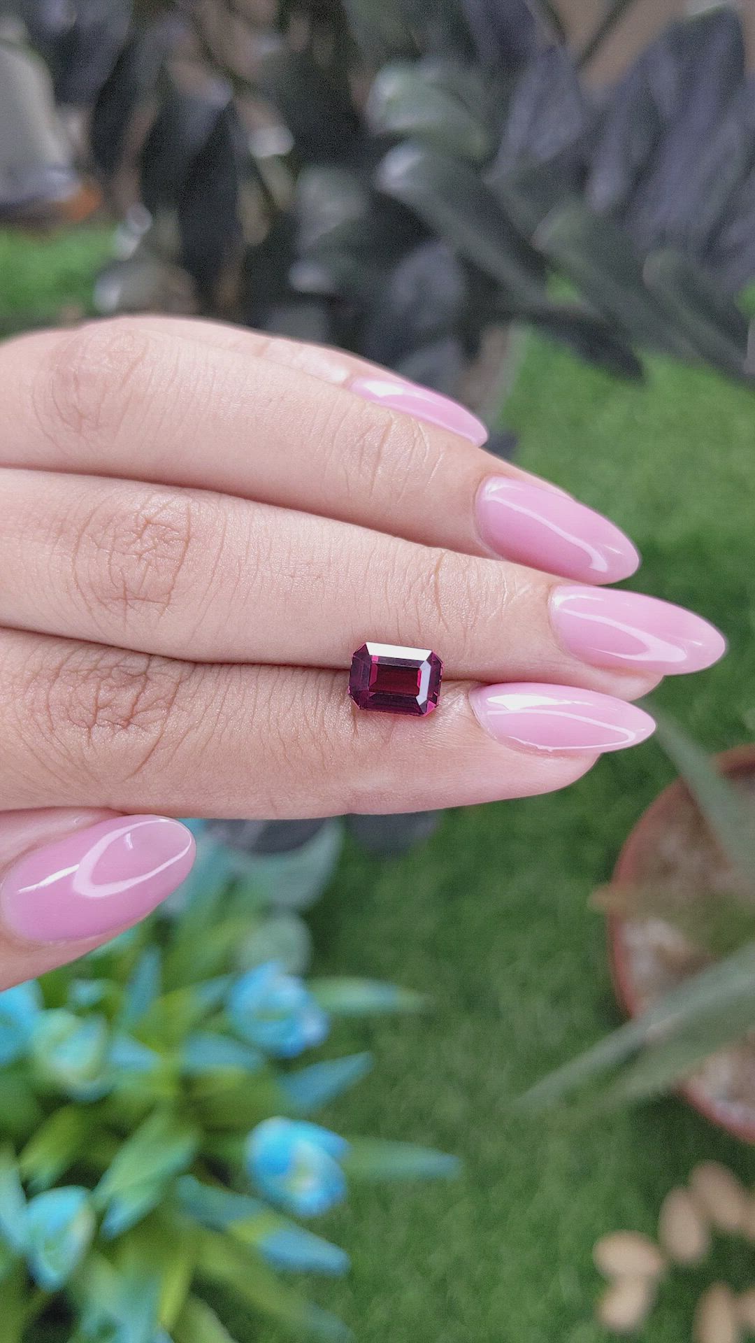 2.51 Ct. Purplish Red Garnet from Tanzania Size Video