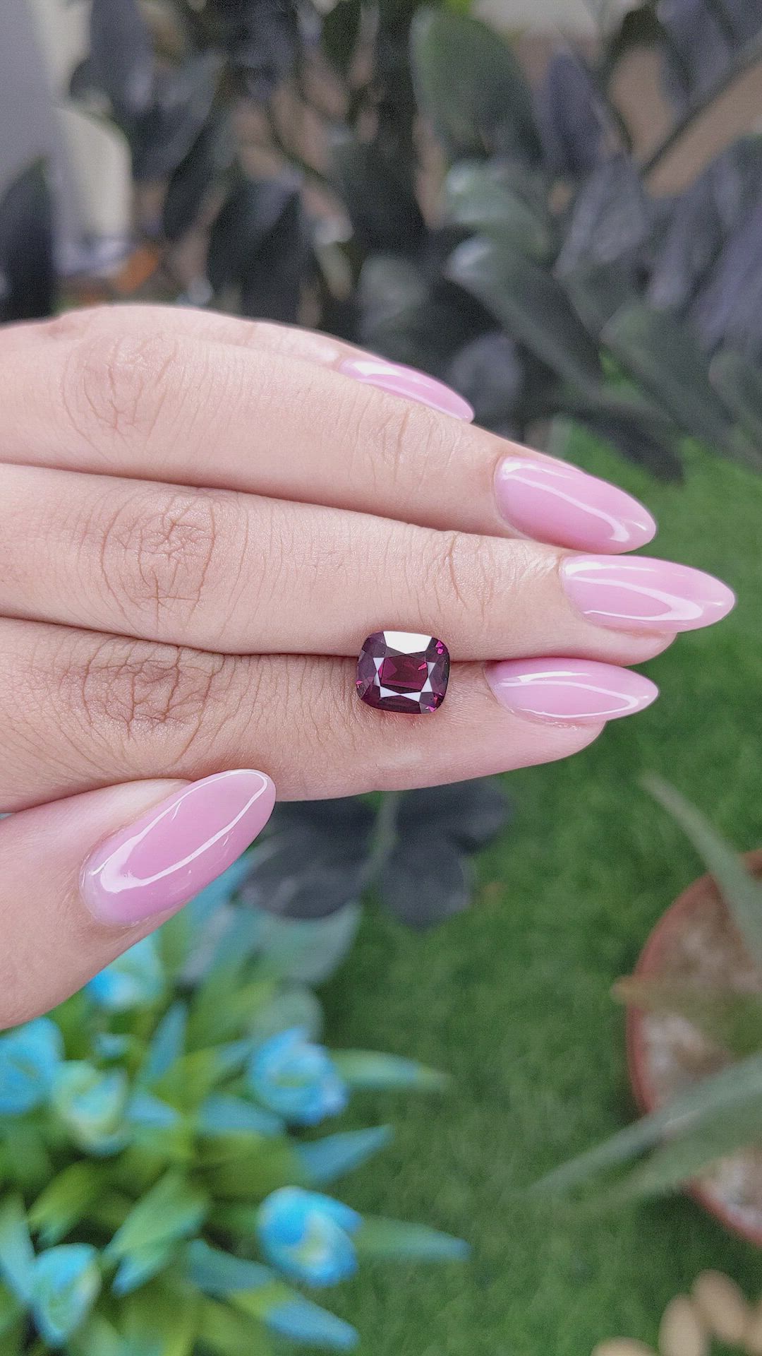 3.70 Ct. Purplish Pink Garnet from Tanzania Size Video