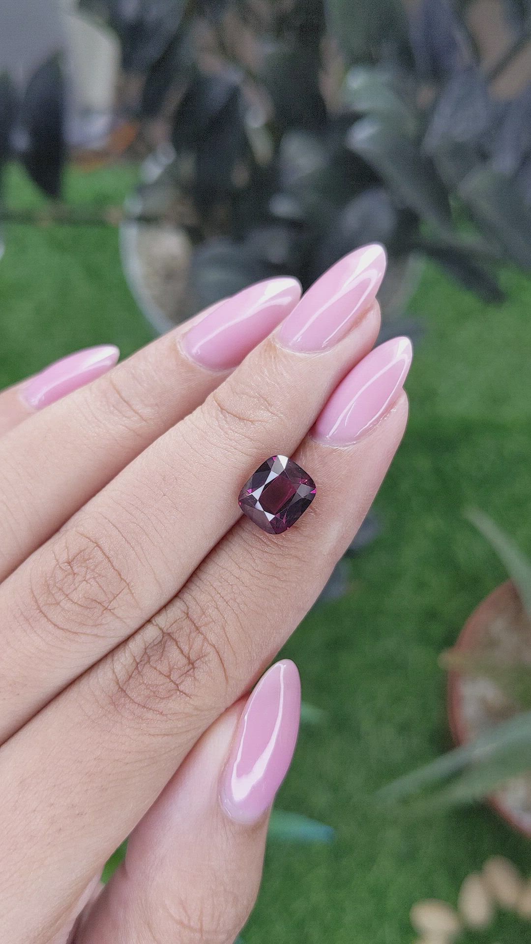 3.70 Ct. Purplish Pink Garnet from Tanzania Size Video