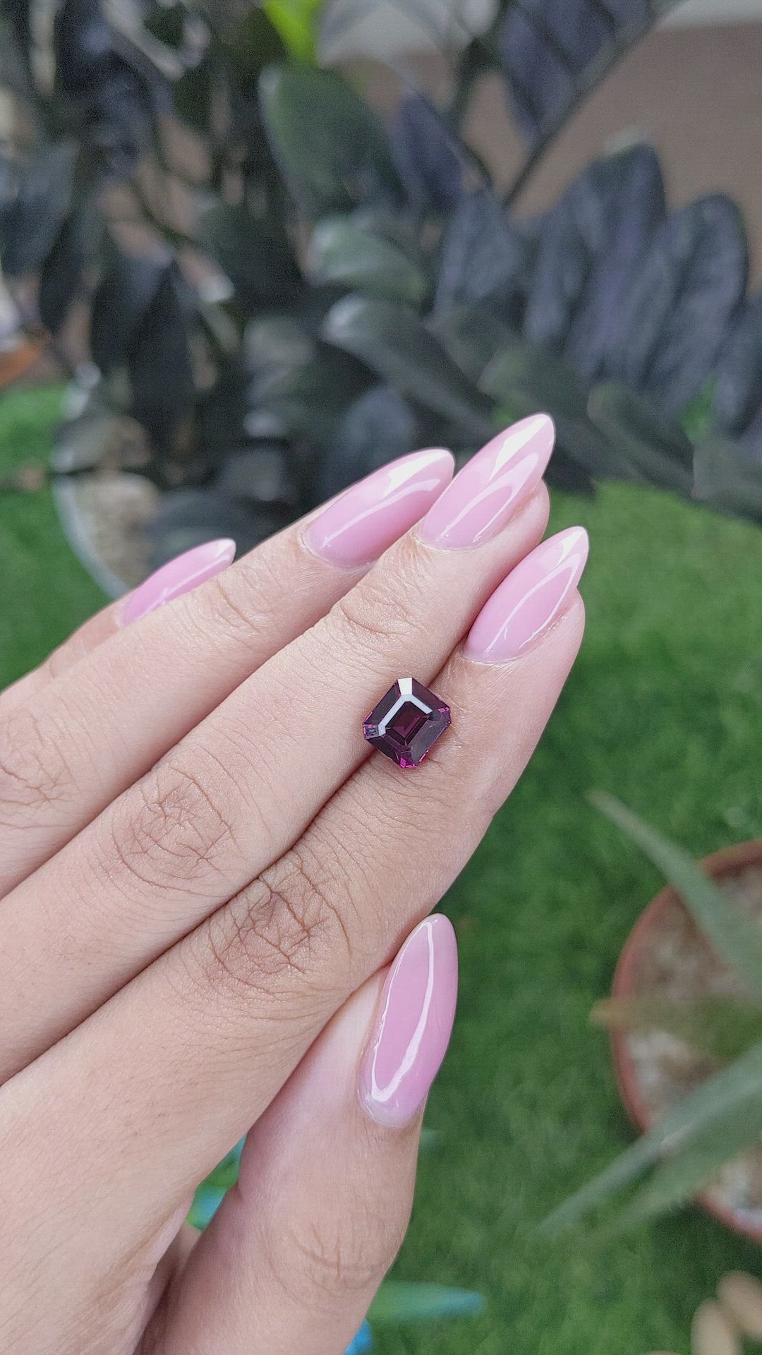 2.56 Ct. Purplish Pink Garnet from Tanzania Size Video