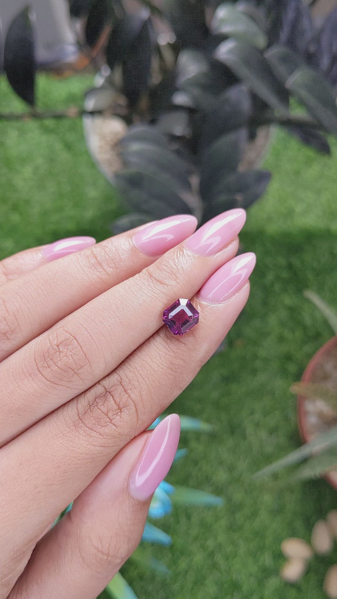 2.56 Ct. Pinkish Purple Garnet from Tanzania Size Video