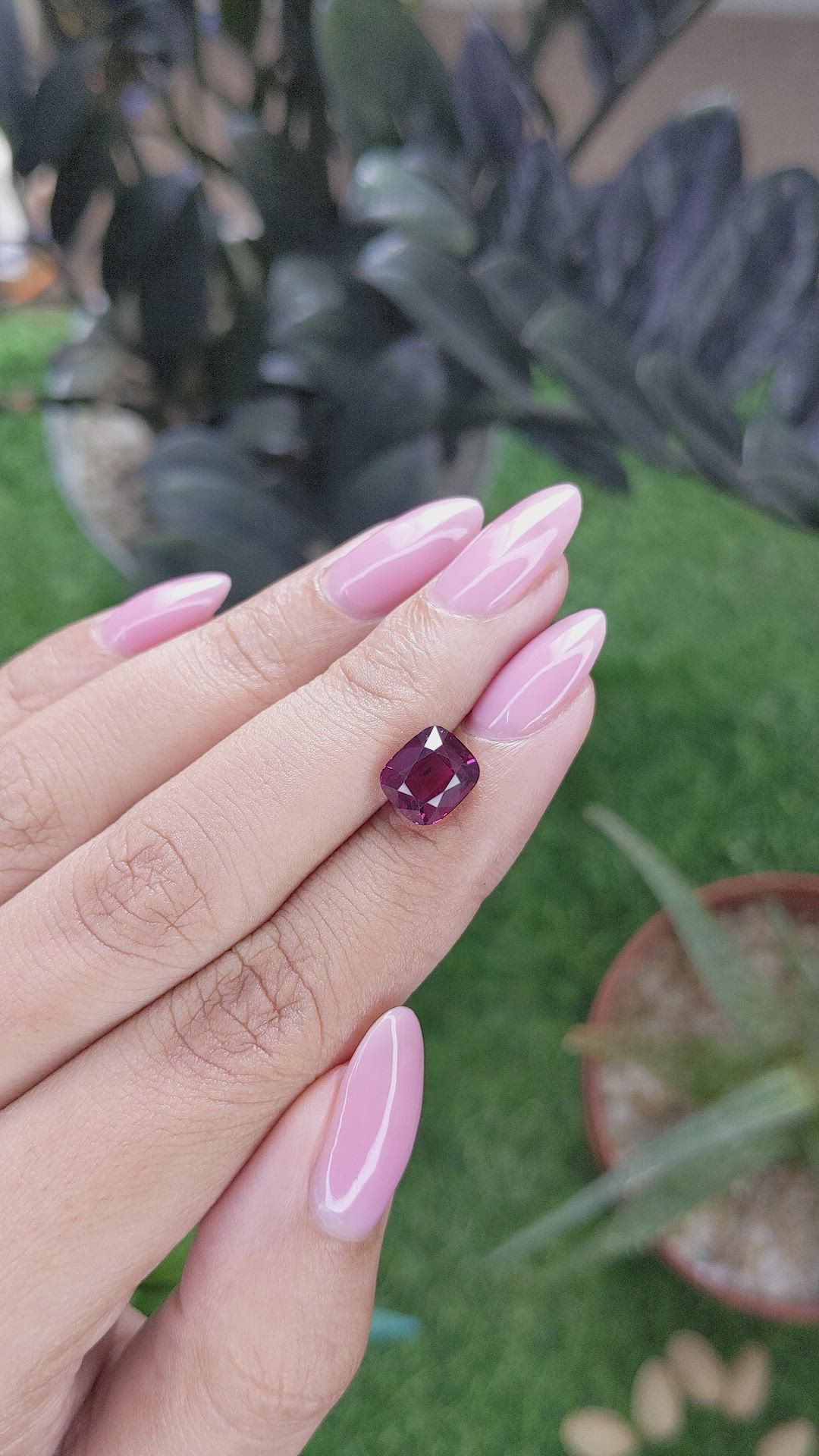 3.20 Ct. Purplish Pink Garnet from Tanzania Size Video