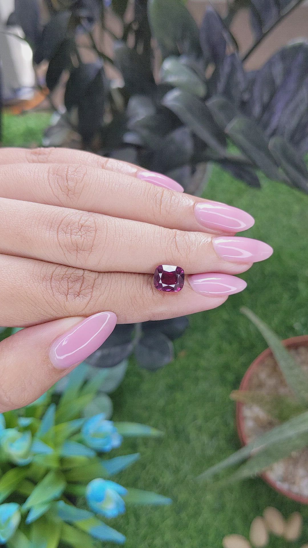 3.20 Ct. Purplish Pink Garnet from Tanzania Size Video