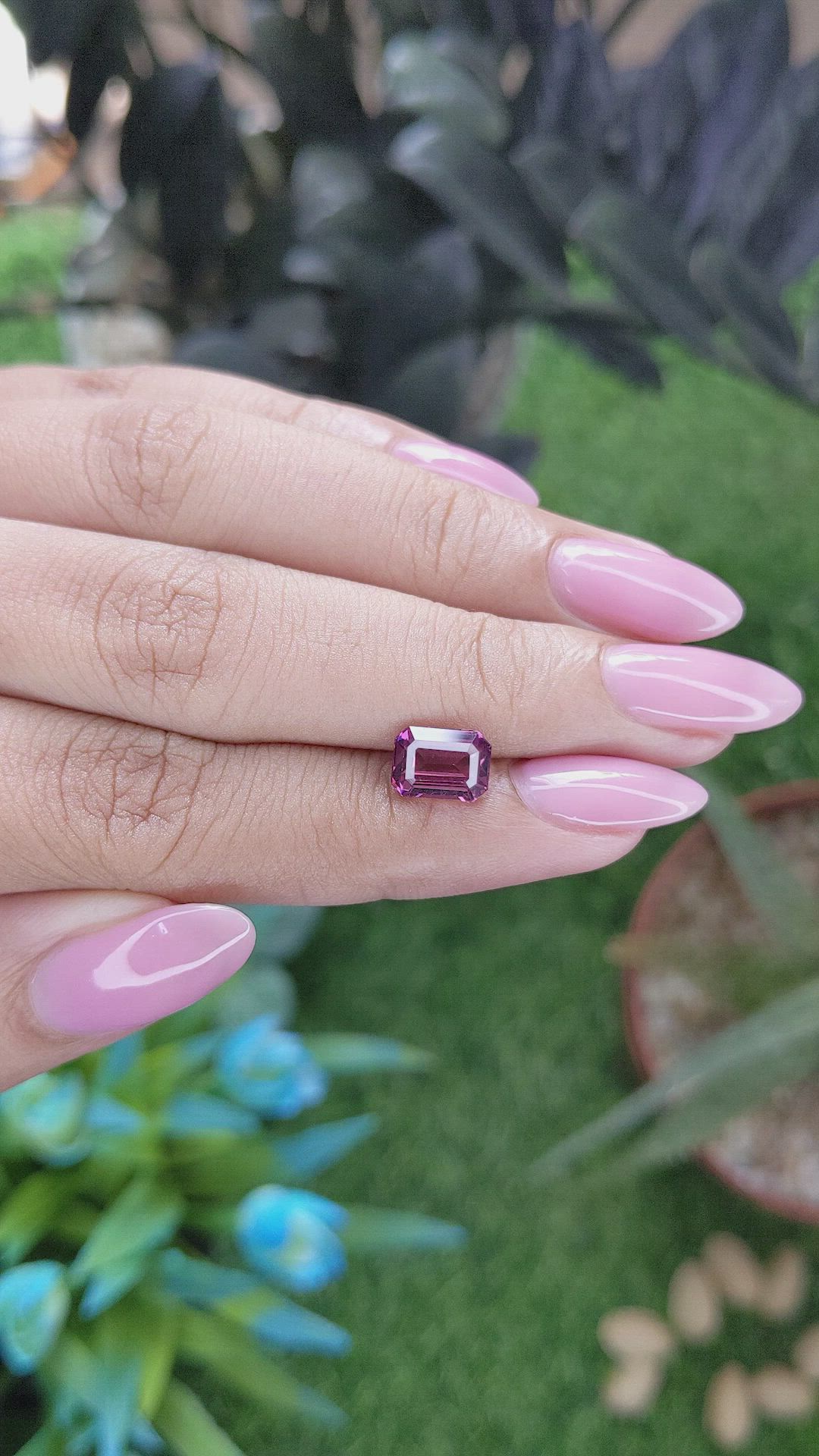 2.00 Ct. Purplish Pink Garnet from Tanzania Size Video