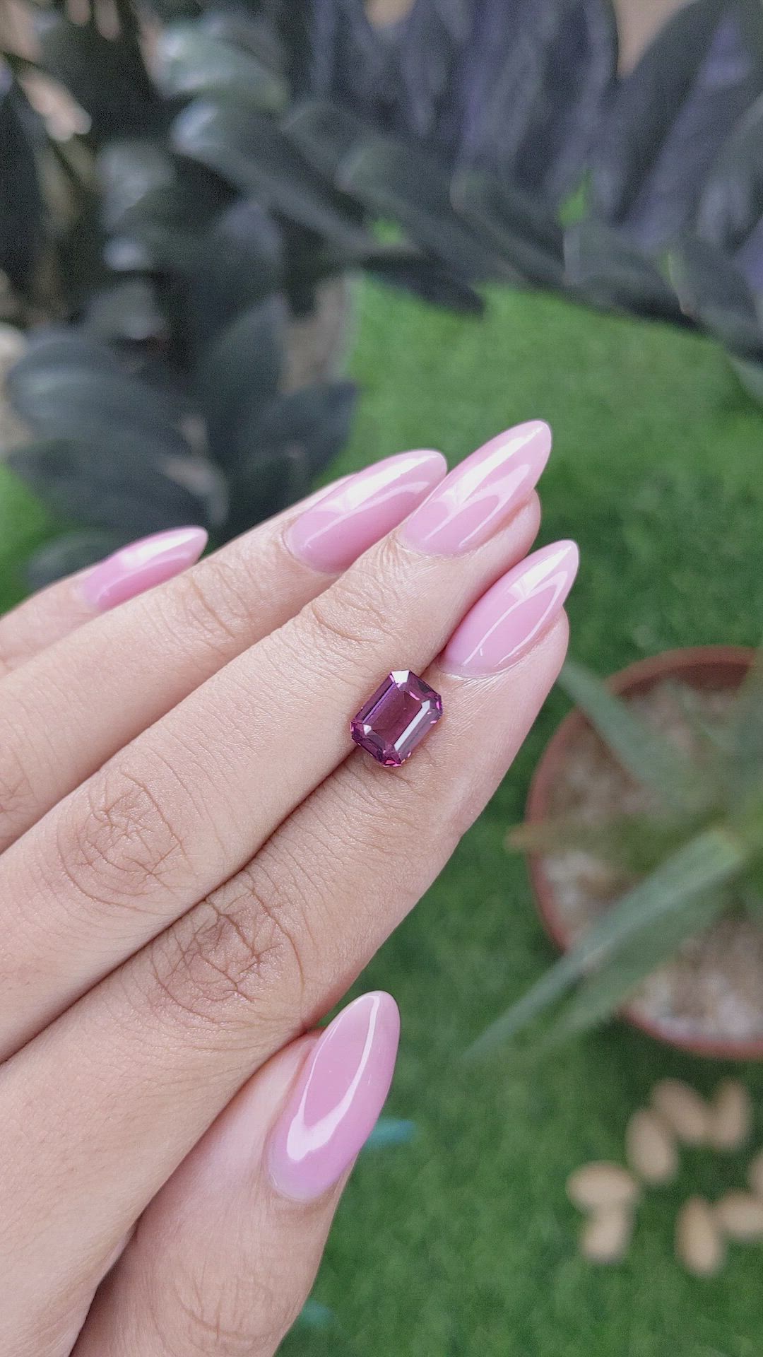 2.00 Ct. Purplish Pink Garnet from Tanzania Size Video