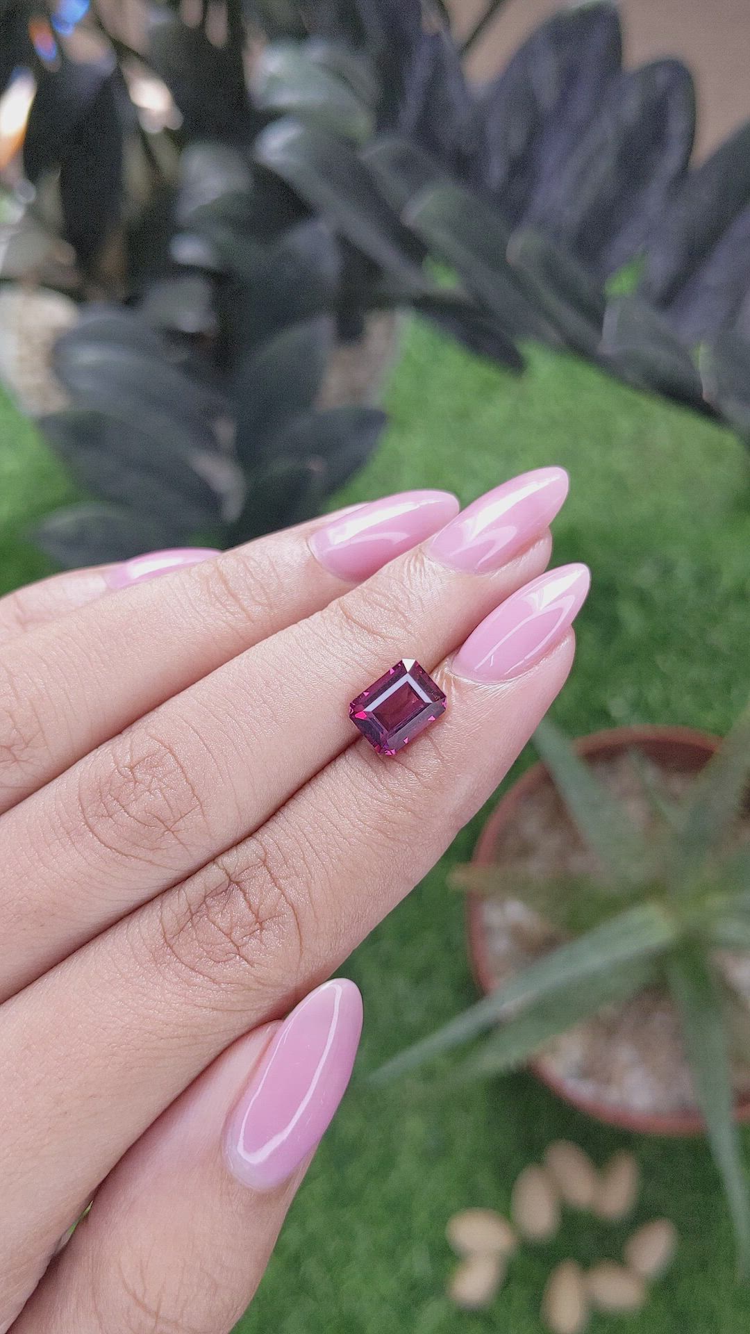 2.70 Ct. Purplish Pink Garnet from Tanzania Size Video