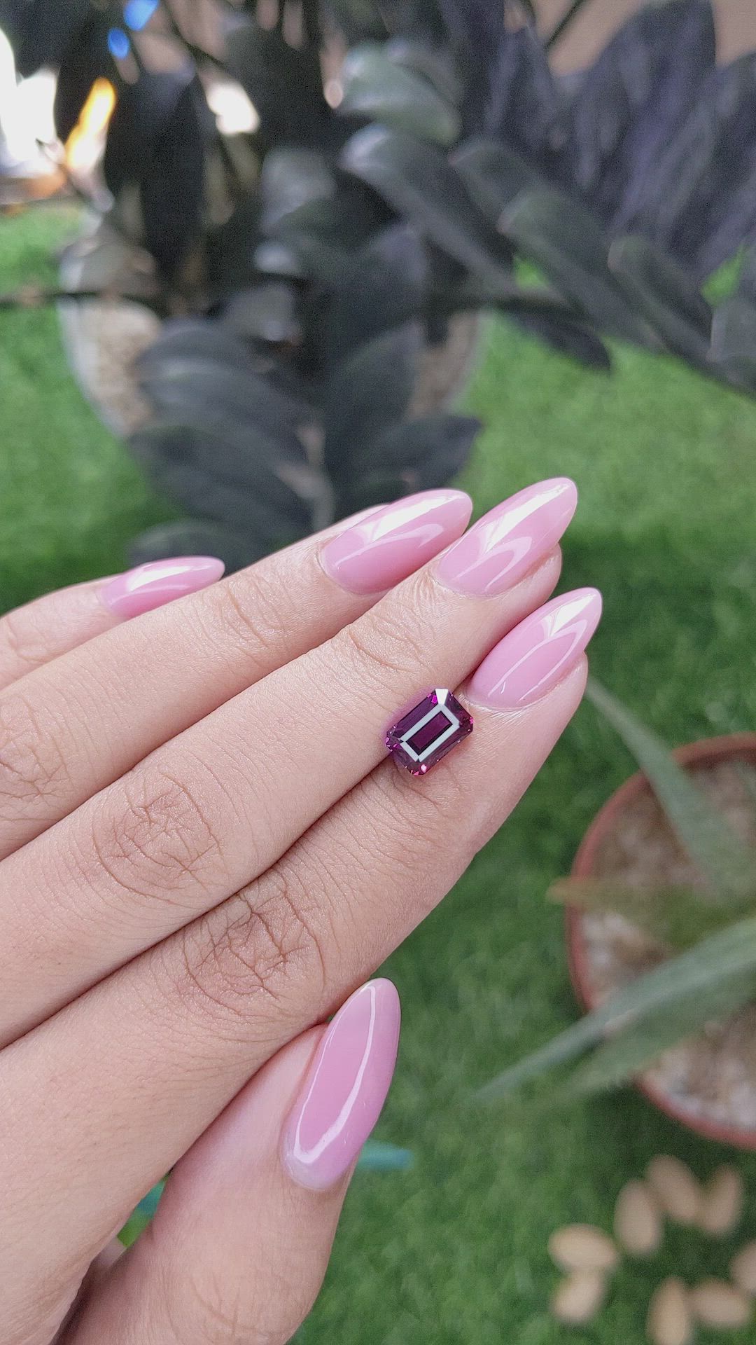 2.03 Ct. Purplish Pink Garnet from Tanzania Size Video