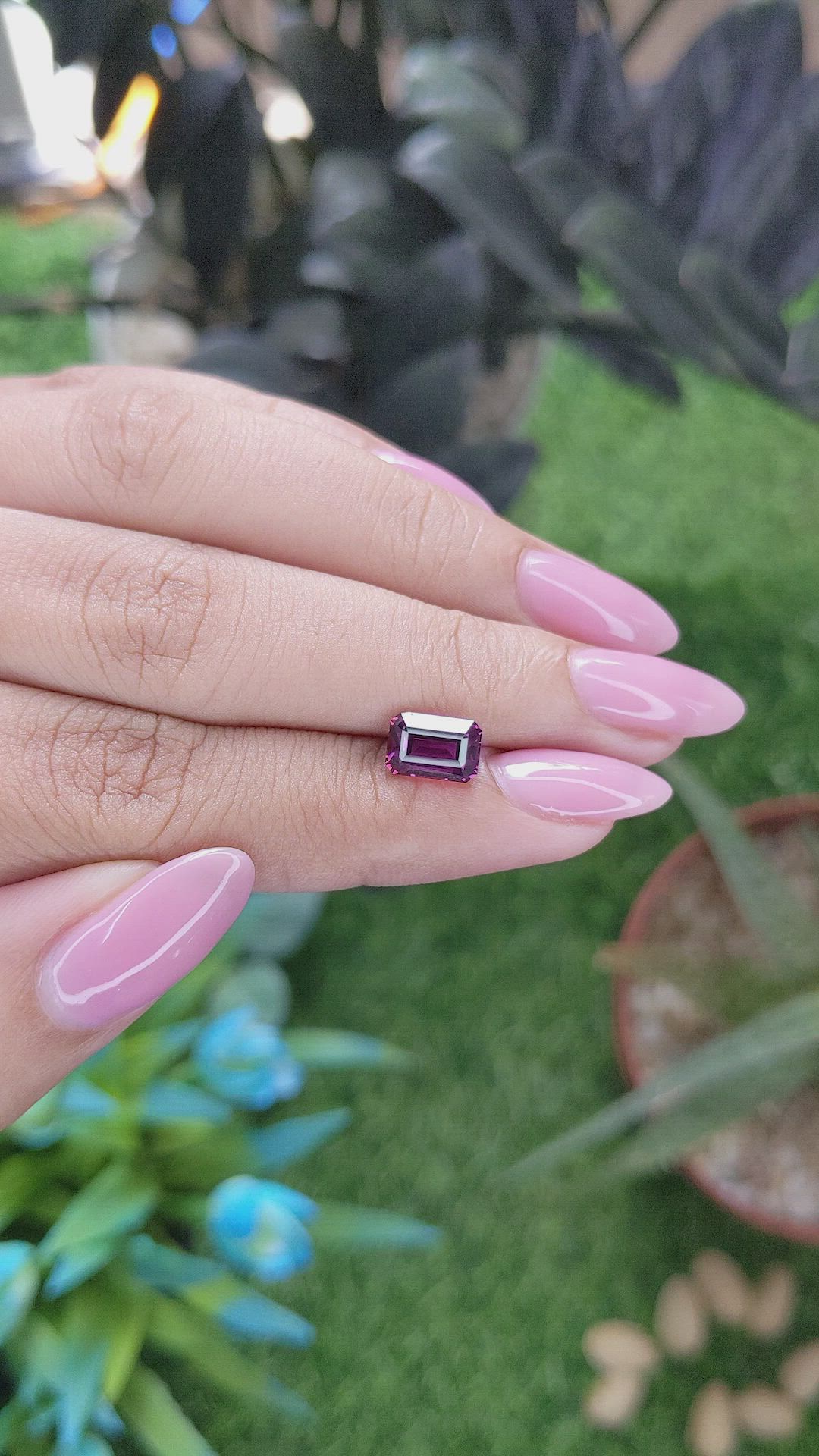 2.03 Ct. Purplish Pink Garnet from Tanzania Size Video