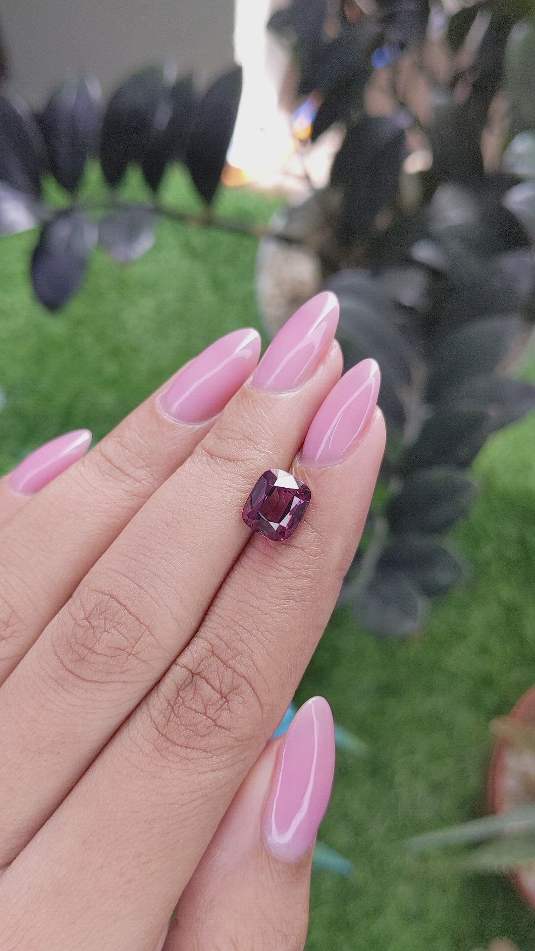3.23 Ct. Purplish Pink Garnet from Tanzania Size Video
