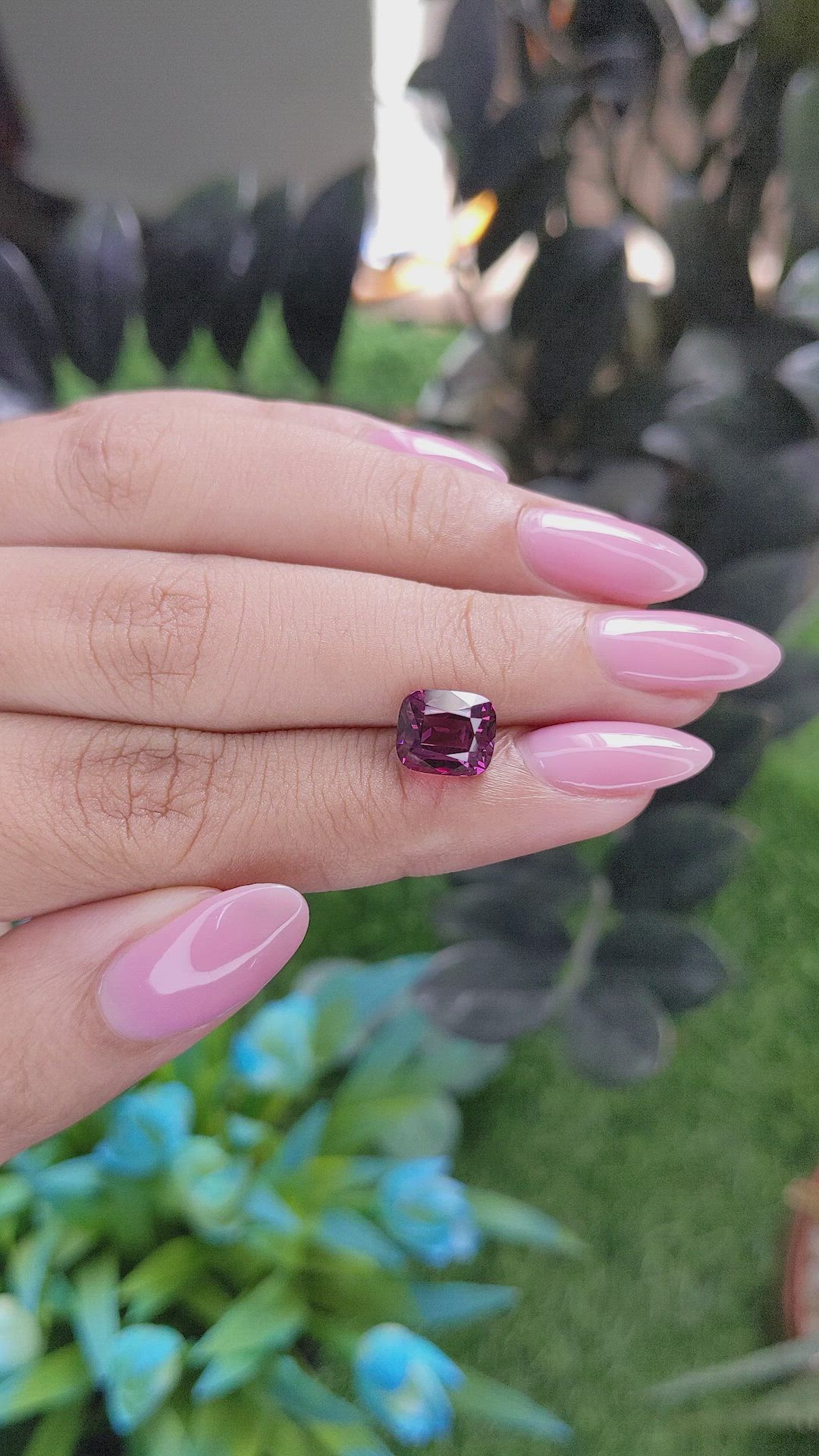 3.23 Ct. Purplish Pink Garnet from Tanzania Size Video