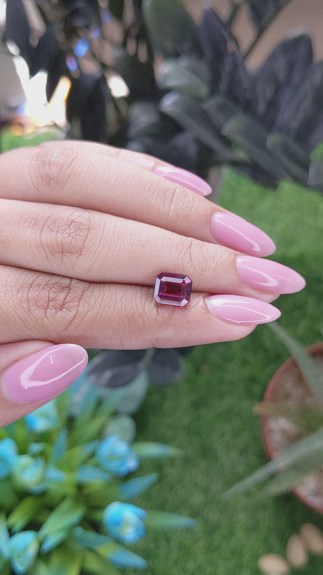 2.69 Ct. Purplish Pink Garnet from Tanzania Size Video