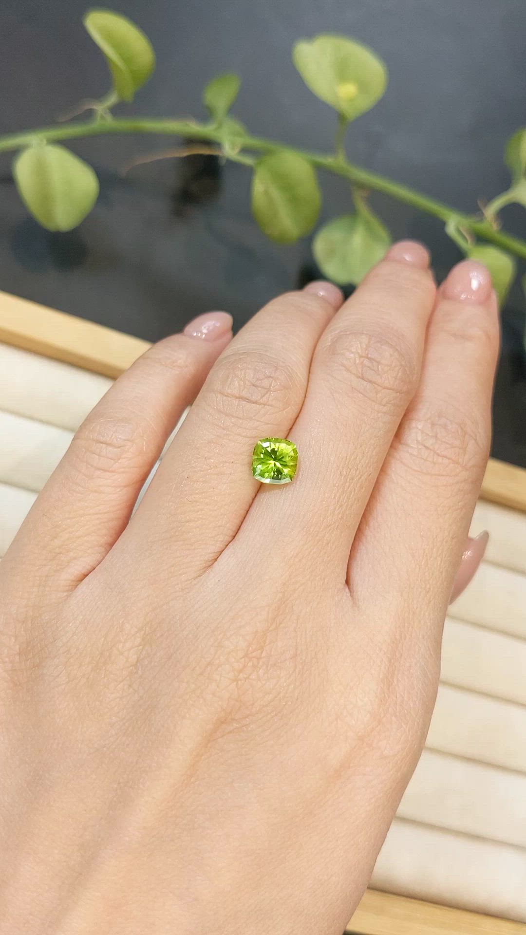 1.62 Ct. Yellowish Green Peridot from Burma (Myanmar) Size Video