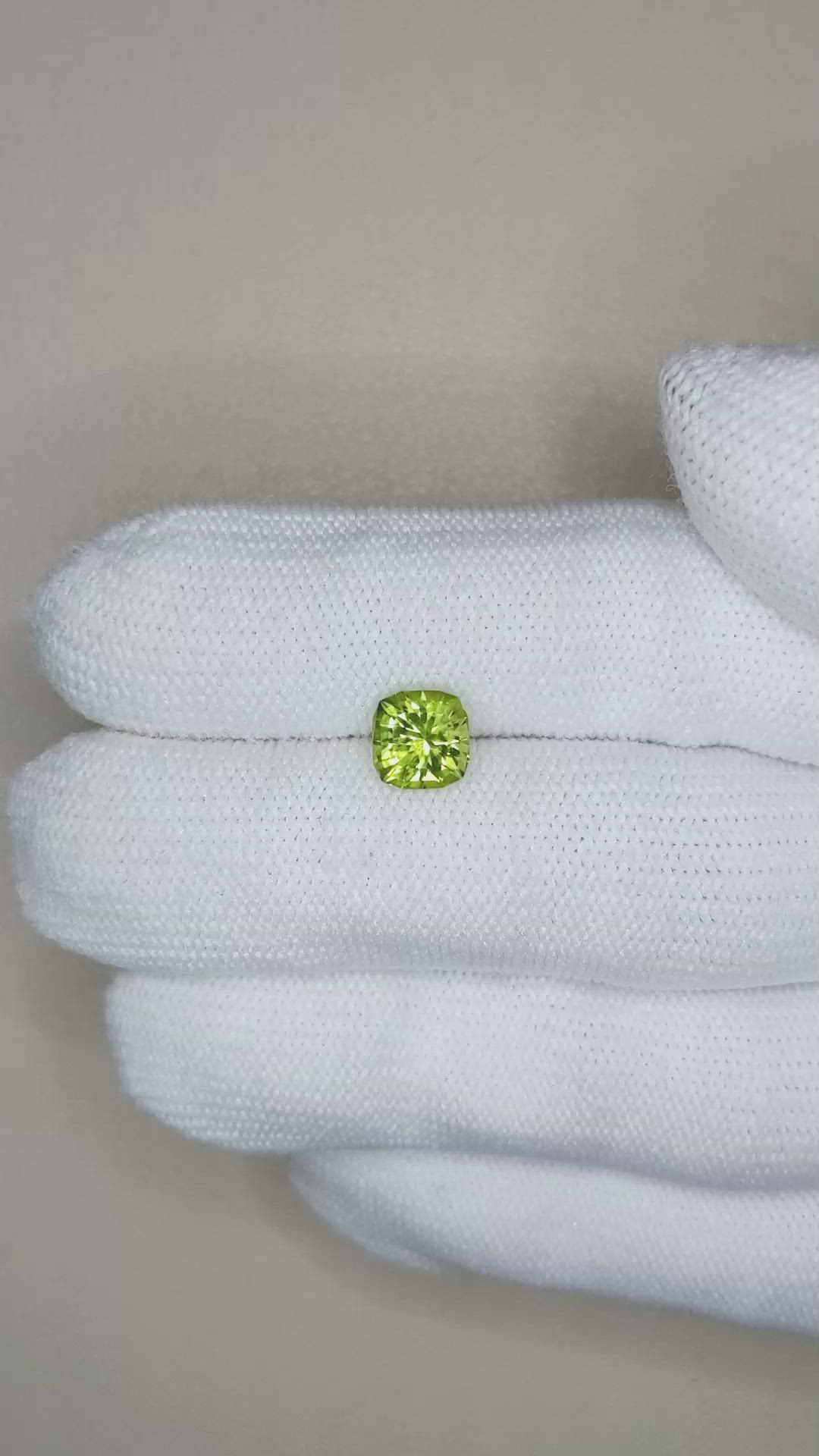 1.62 Ct. Yellowish Green Peridot from Burma (Myanmar) Size Video