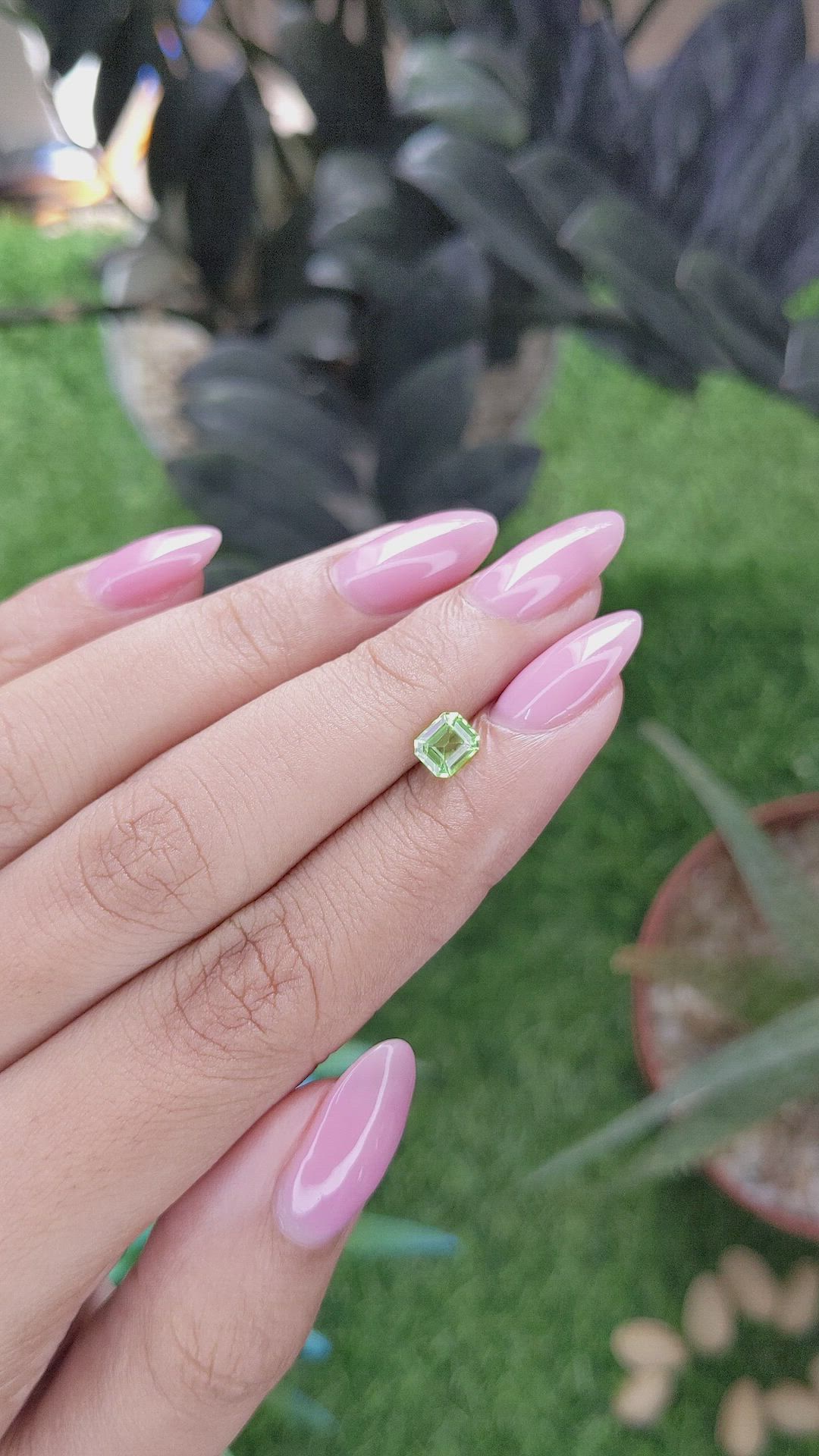 0.61 Ct. Green (Lime Green) Peridot from Tanzania Size Video