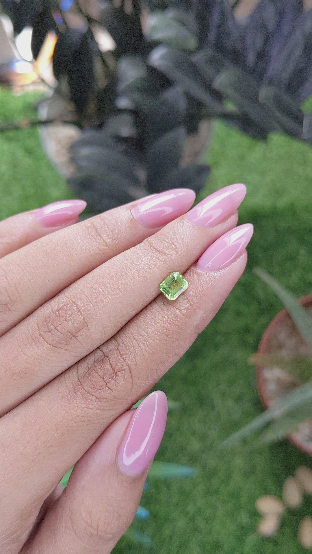 0.75 Ct. Green (Lime Green) Peridot from Tanzania Size Video