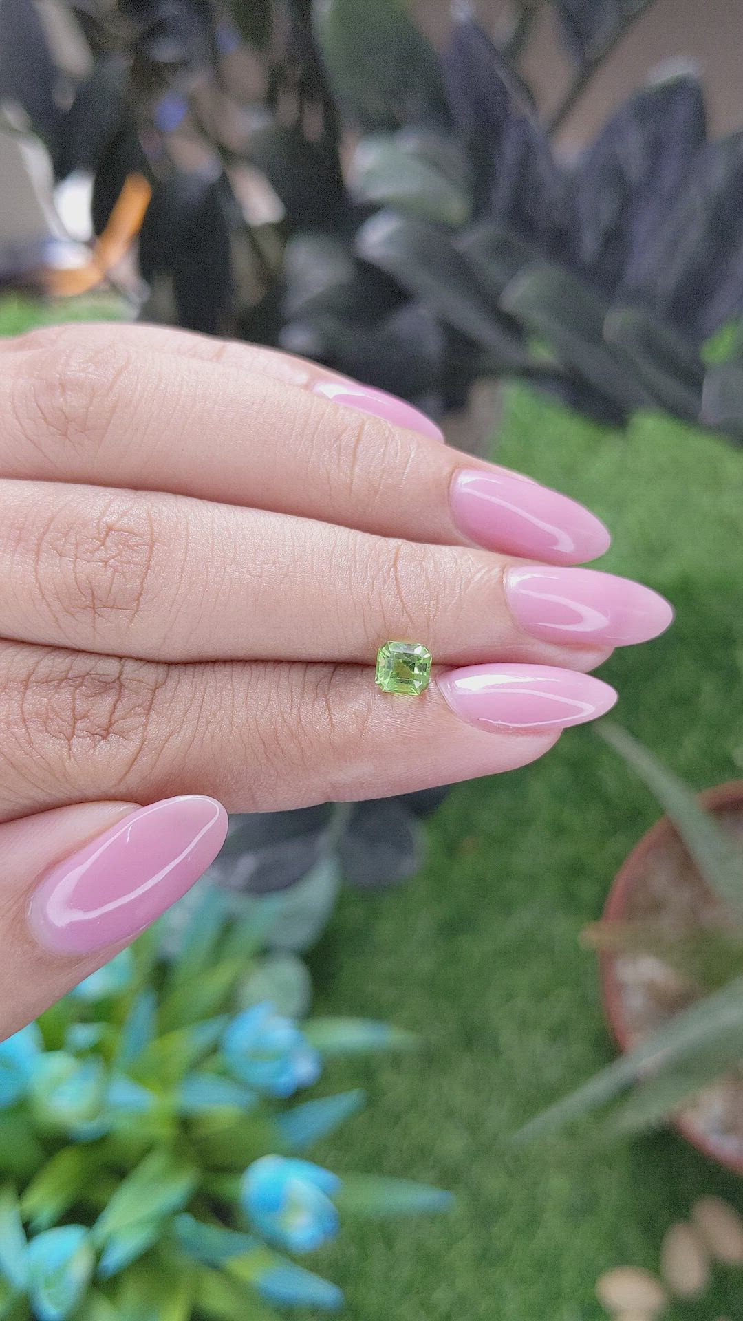 0.75 Ct. Green (Lime Green) Peridot from Tanzania Size Video