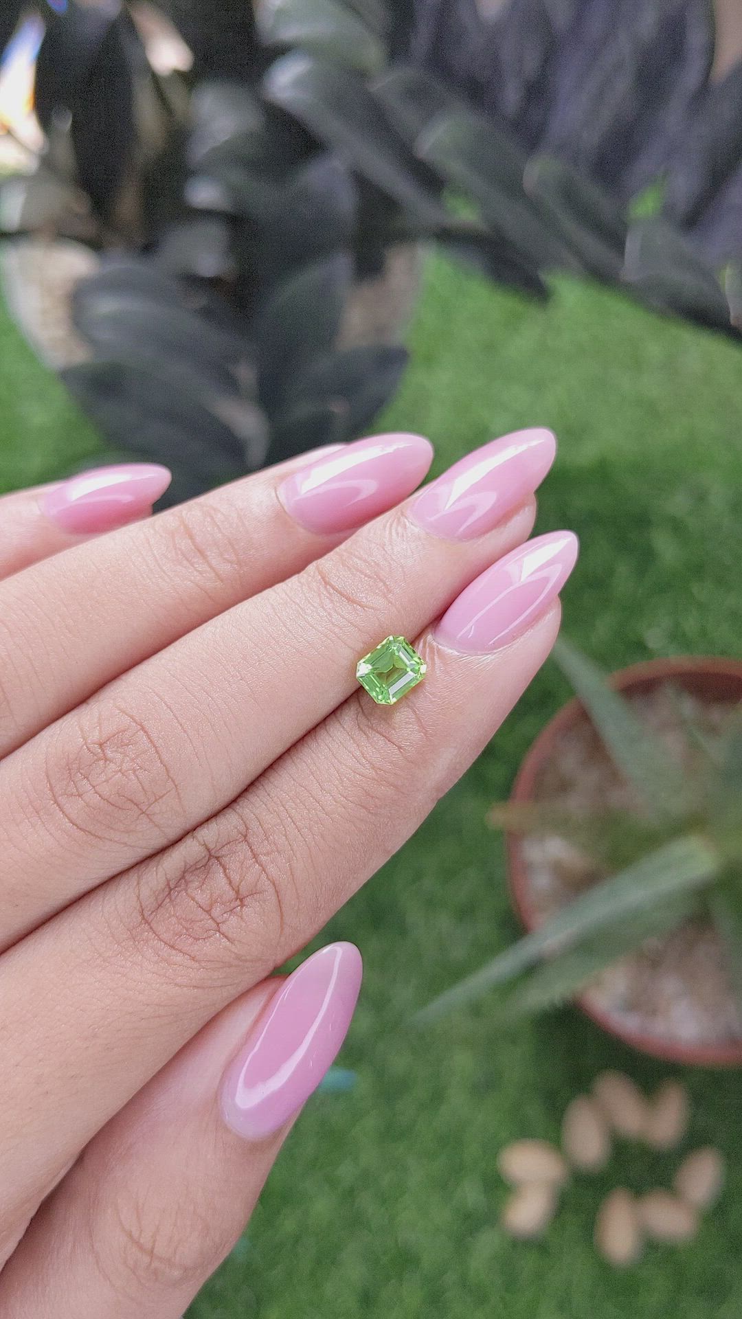 0.93 Ct. Green (Lime Green) Peridot from Tanzania Size Video