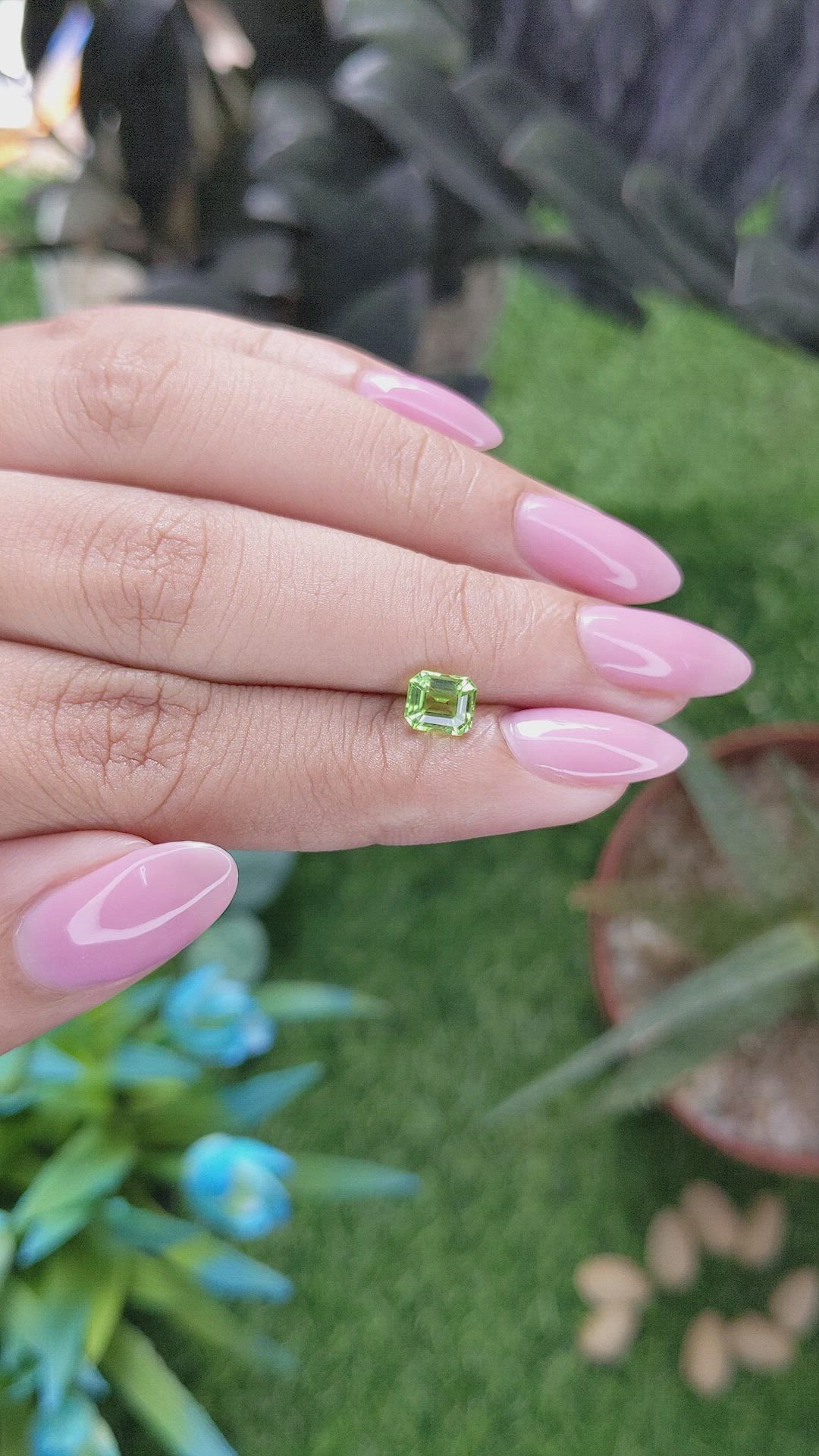 0.93 Ct. Green (Lime Green) Peridot from Tanzania Size Video
