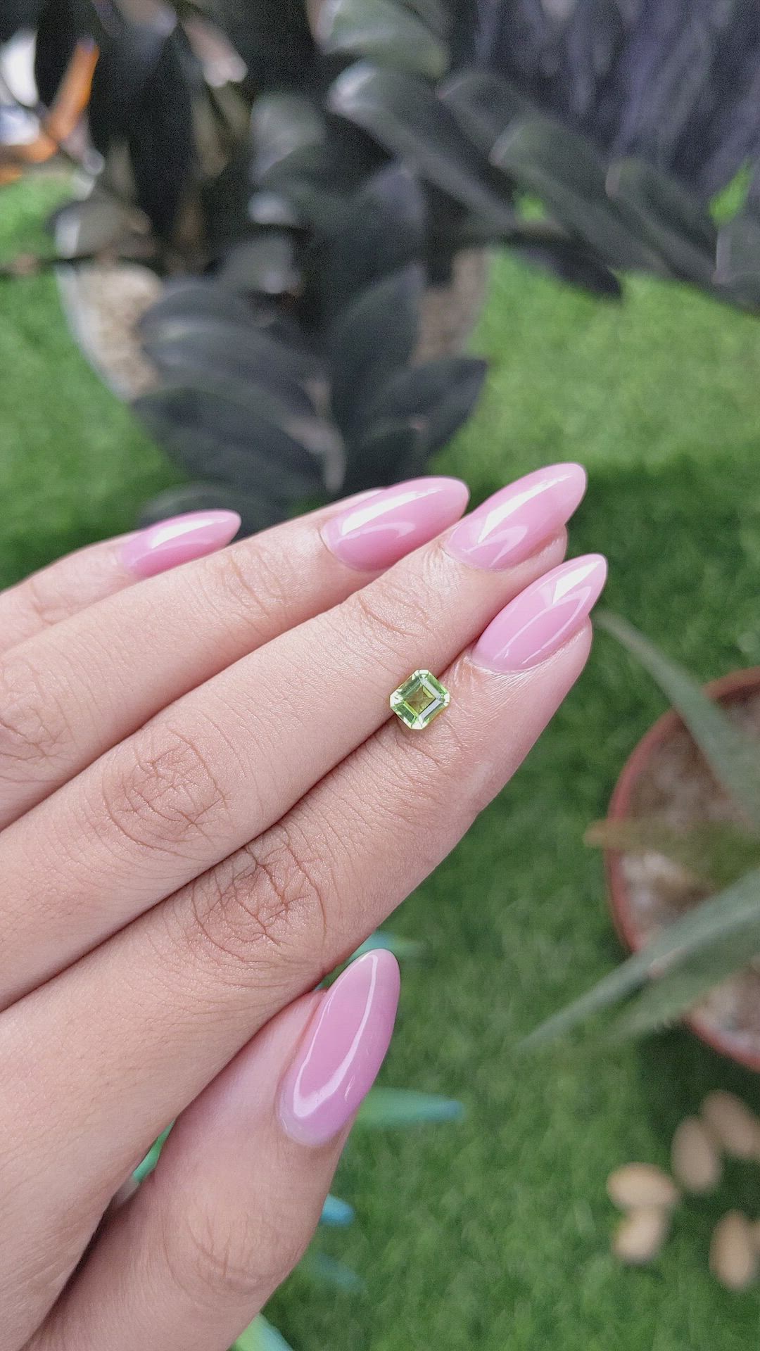 0.56 Ct. Green (Lime Green) Peridot from Tanzania Size Video