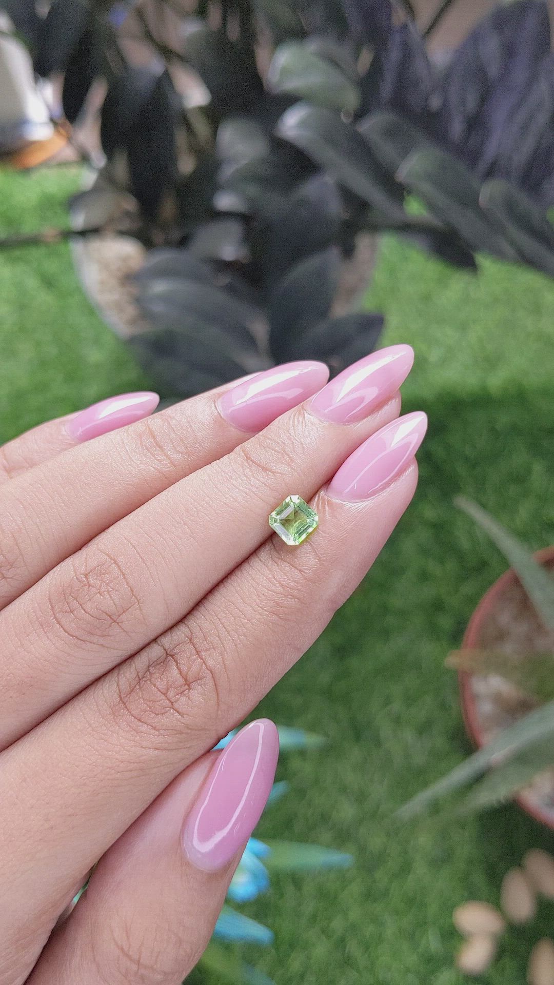 0.72 Ct. Green (Lime Green) Peridot from Tanzania Size Video