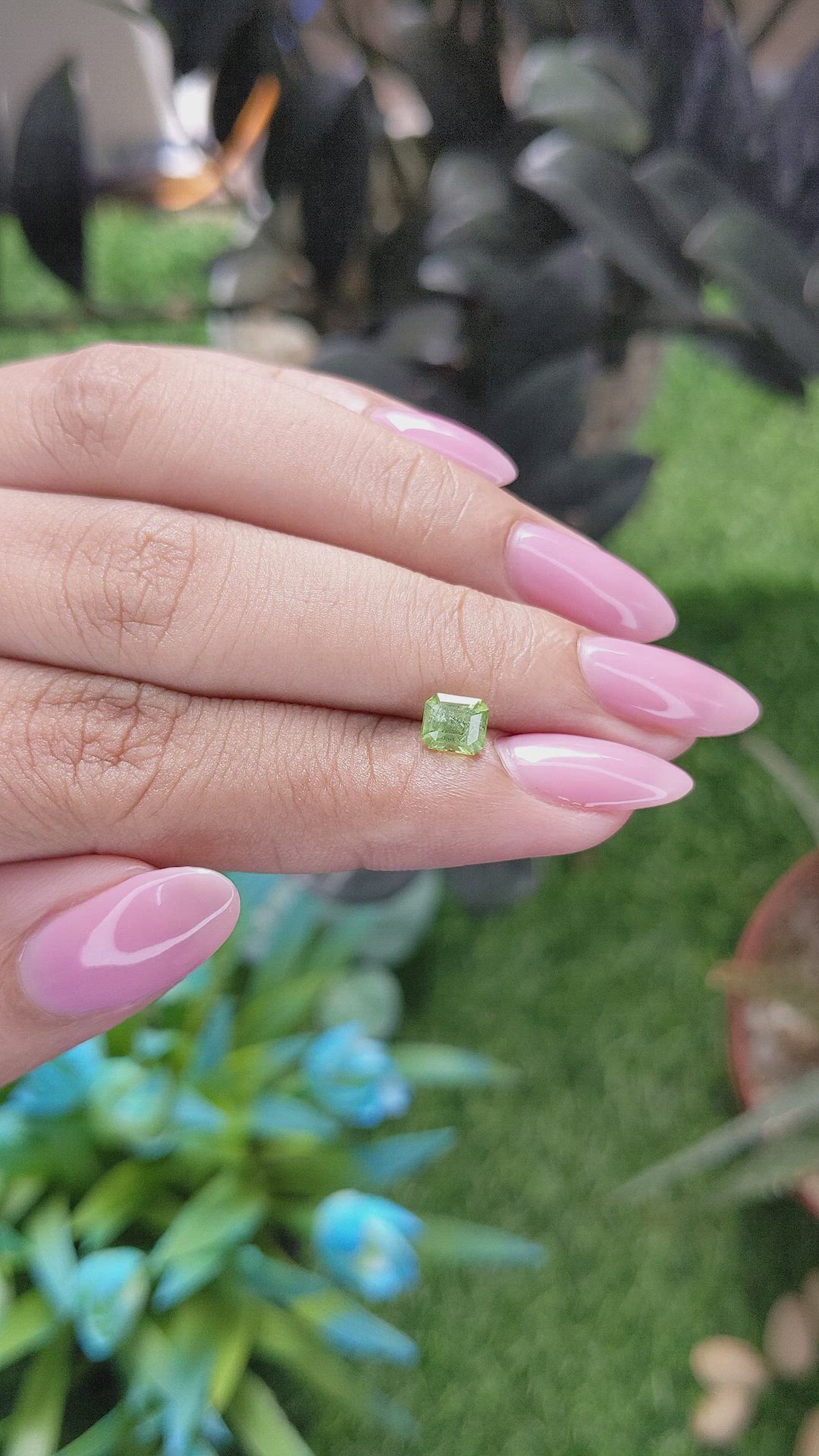 0.74 Ct. Green (Lime Green) Peridot from Tanzania Size Video