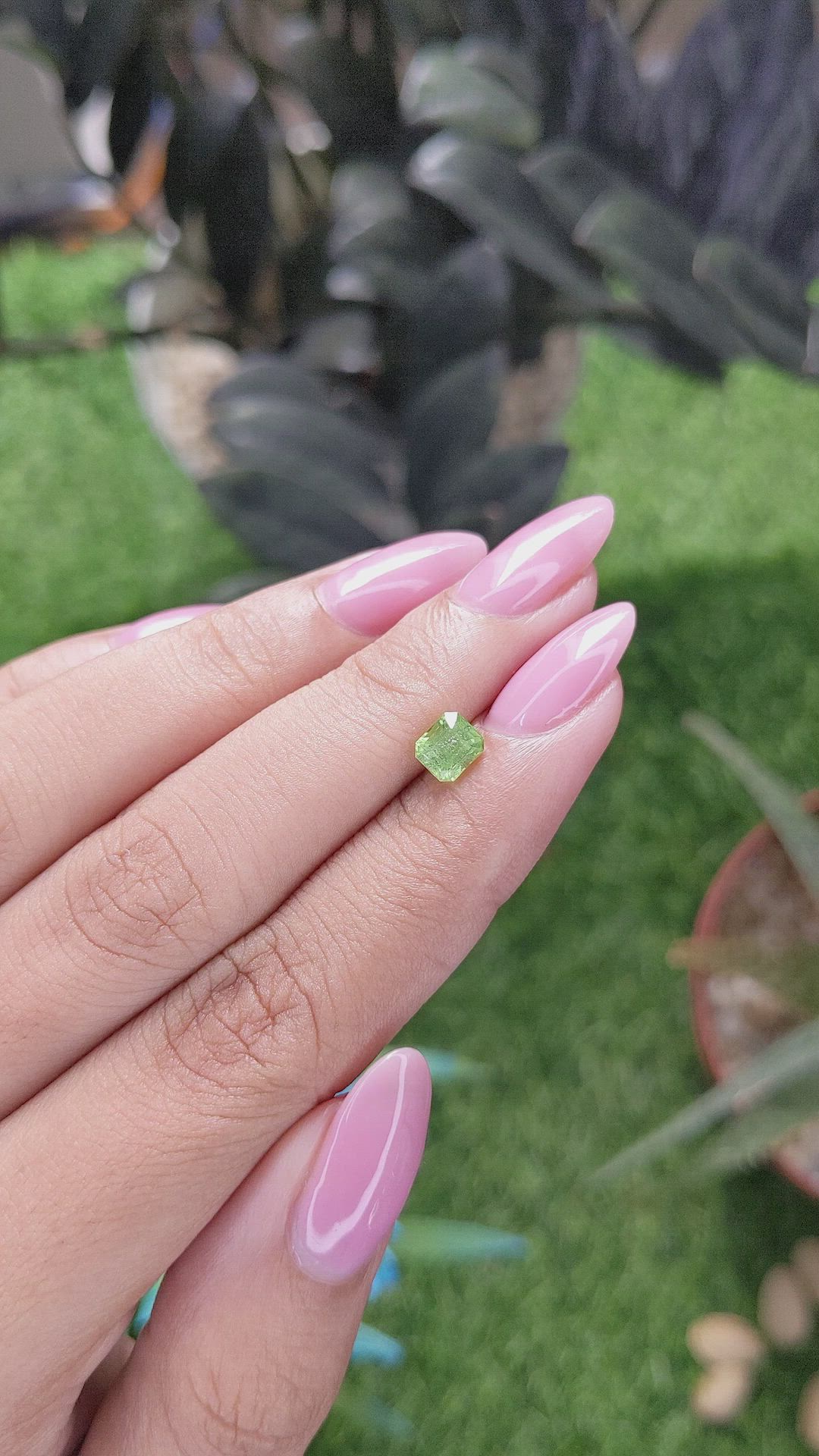 0.74 Ct. Green (Lime Green) Peridot from Tanzania Size Video