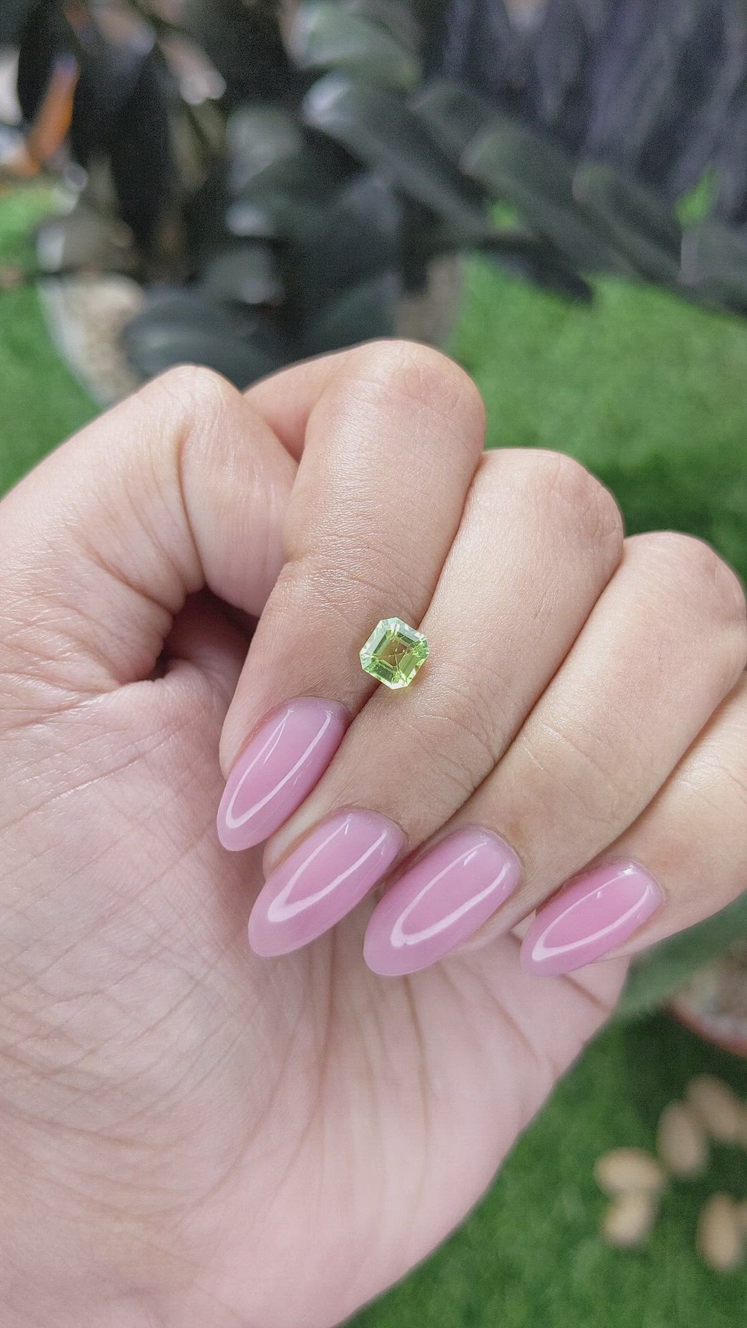 0.73 Ct. Green (Lime Green) Peridot from Tanzania Size Video