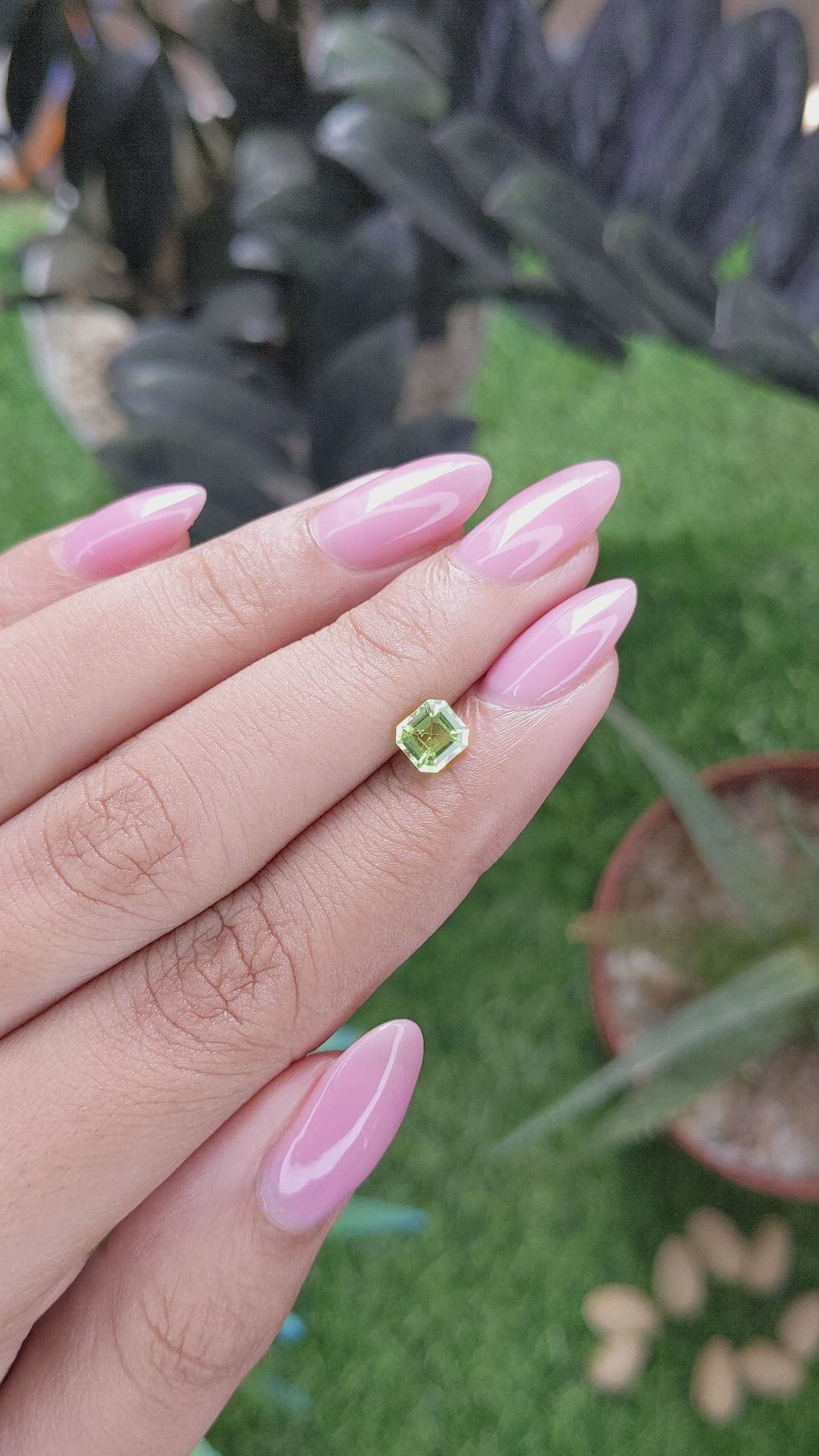 0.73 Ct. Green (Lime Green) Peridot from Tanzania Size Video