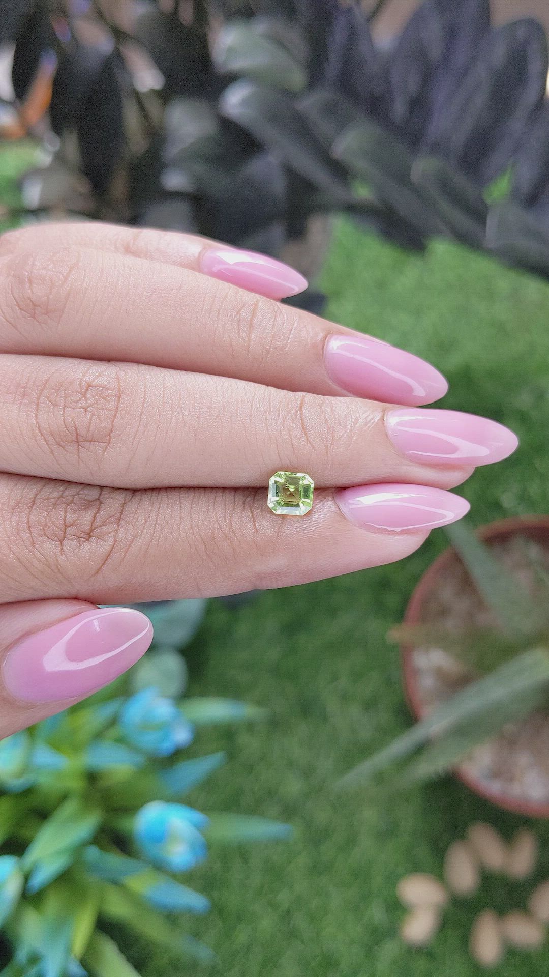 0.73 Ct. Green (Lime Green) Peridot from Tanzania Size Video