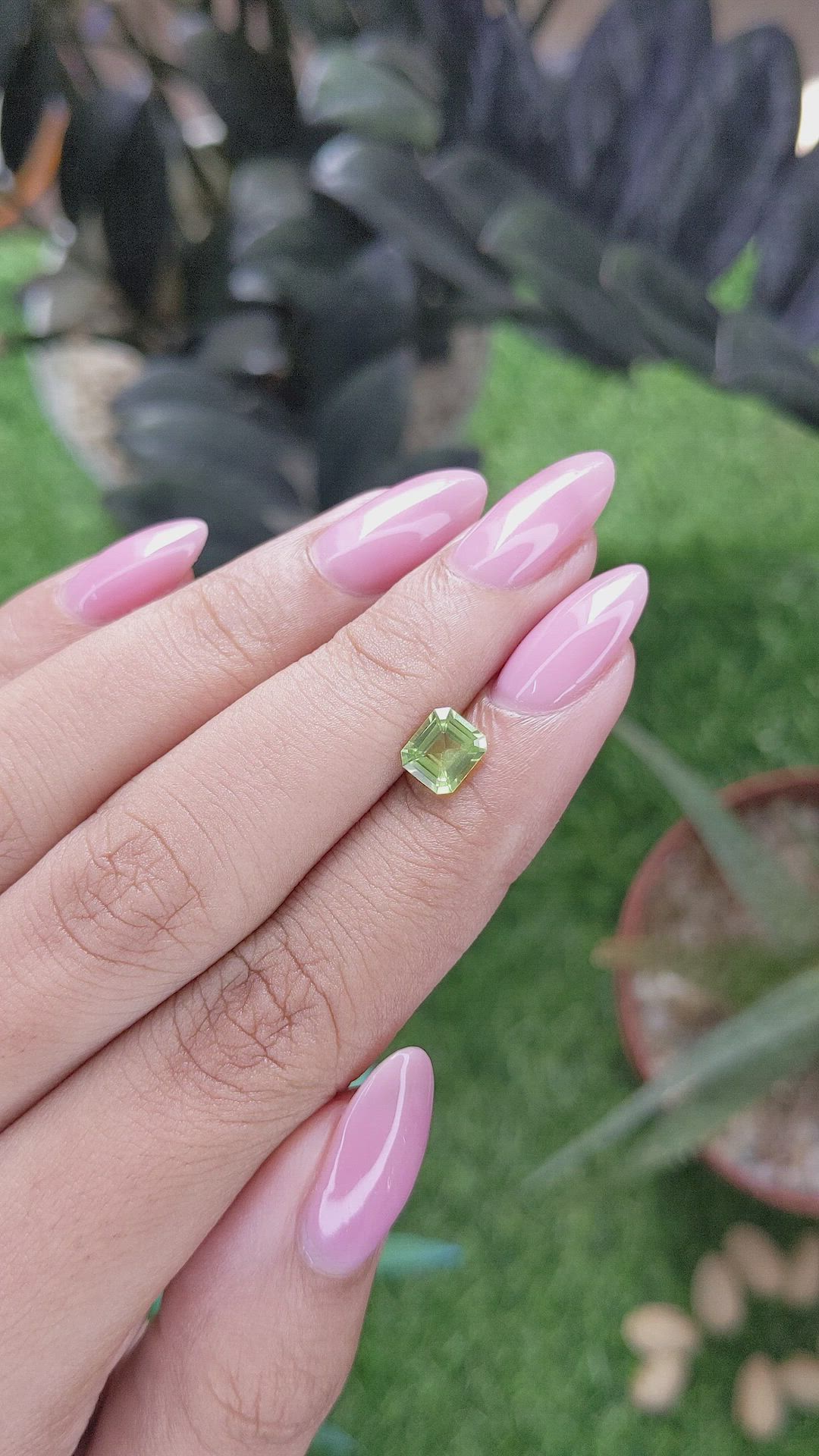 0.85 Ct. Green (Lime Green) Peridot from Tanzania Size Video