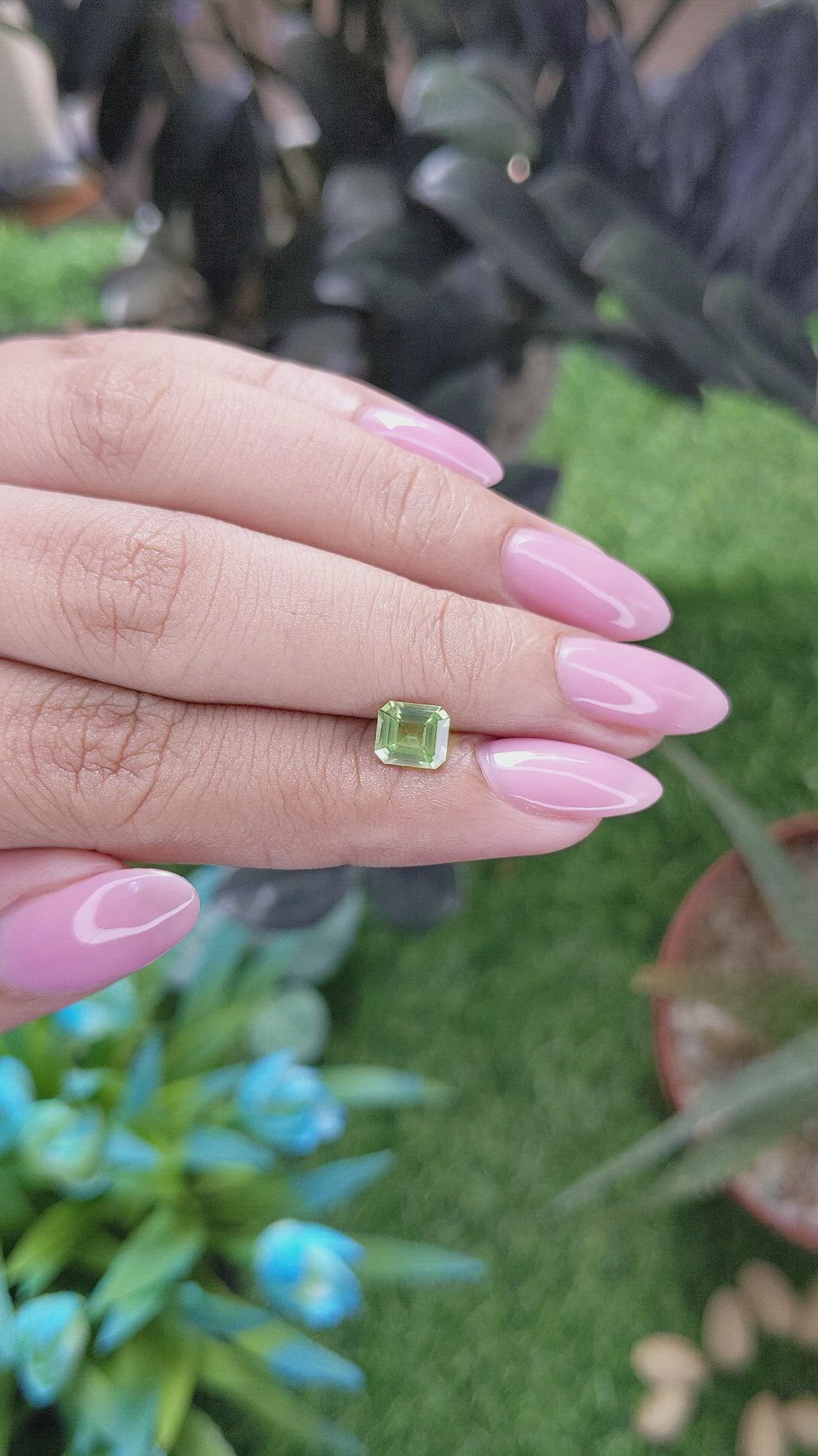 0.85 Ct. Green (Lime Green) Peridot from Tanzania Size Video