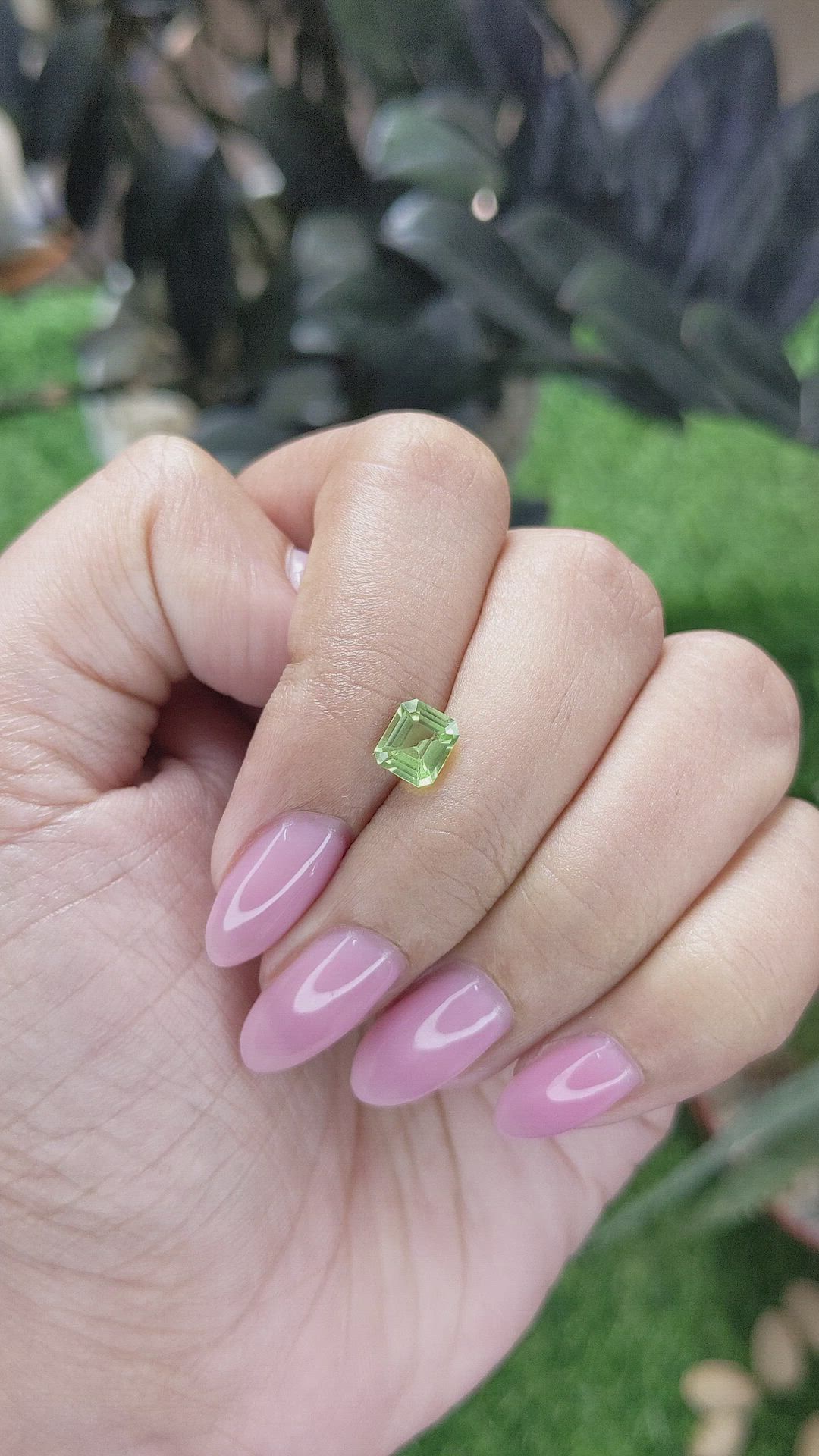 0.85 Ct. Green (Lime Green) Peridot from Tanzania Size Video