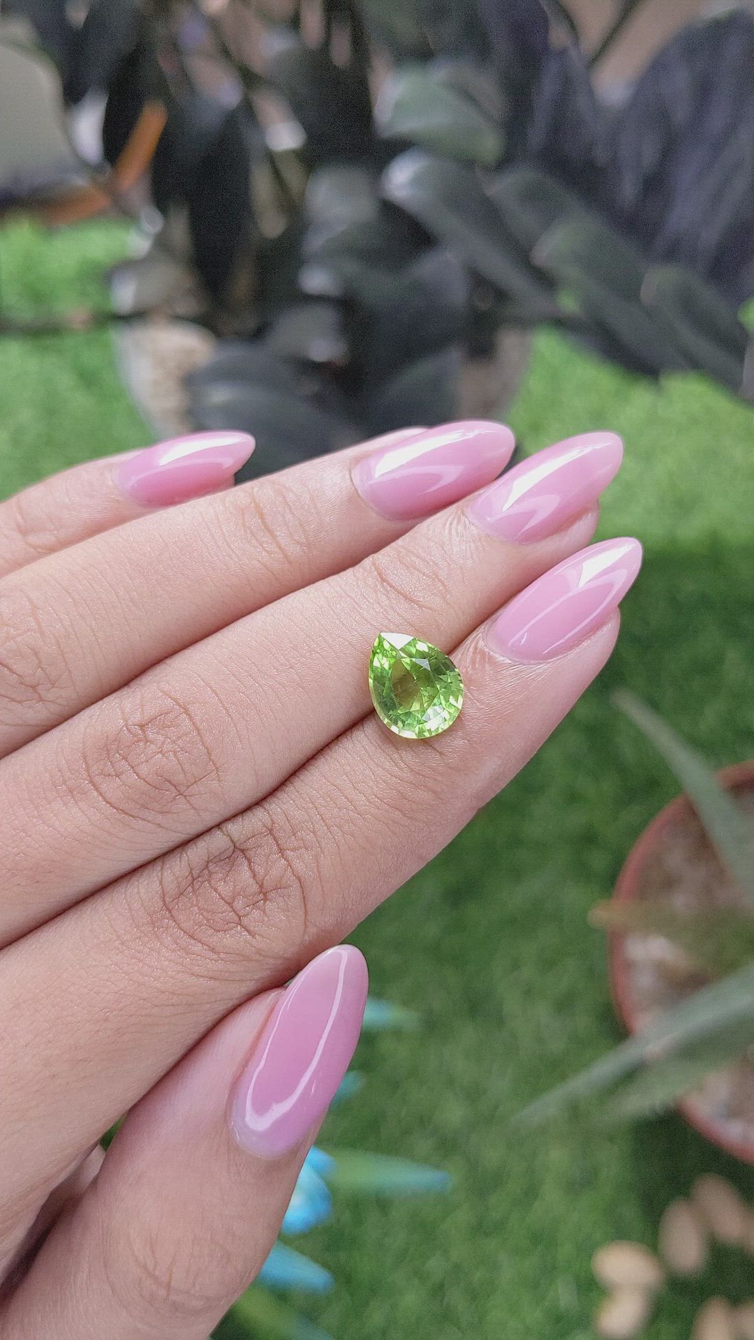 2.92 Ct. Green (Lime Green) Peridot from Tanzania Size Video