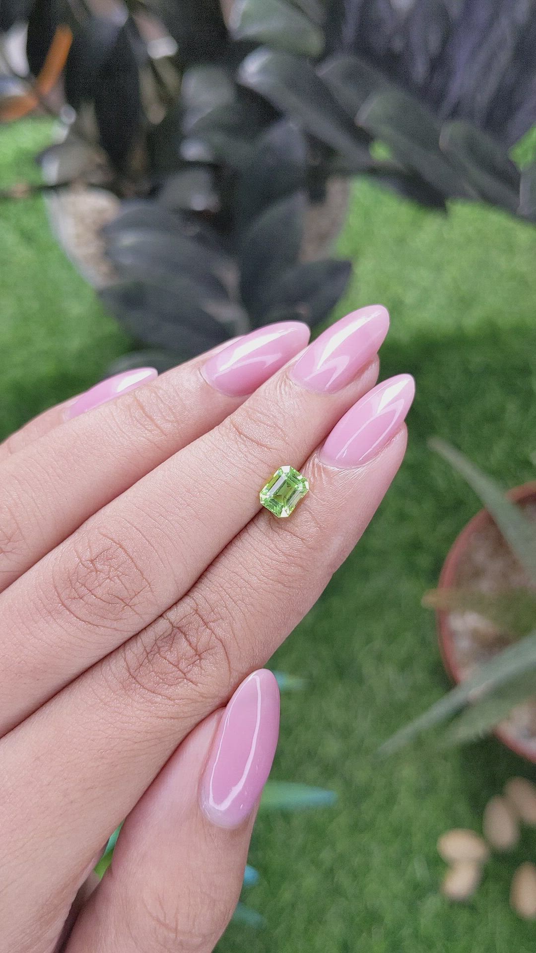 0.91 Ct. Green (Lime Green) Peridot from Tanzania Size Video