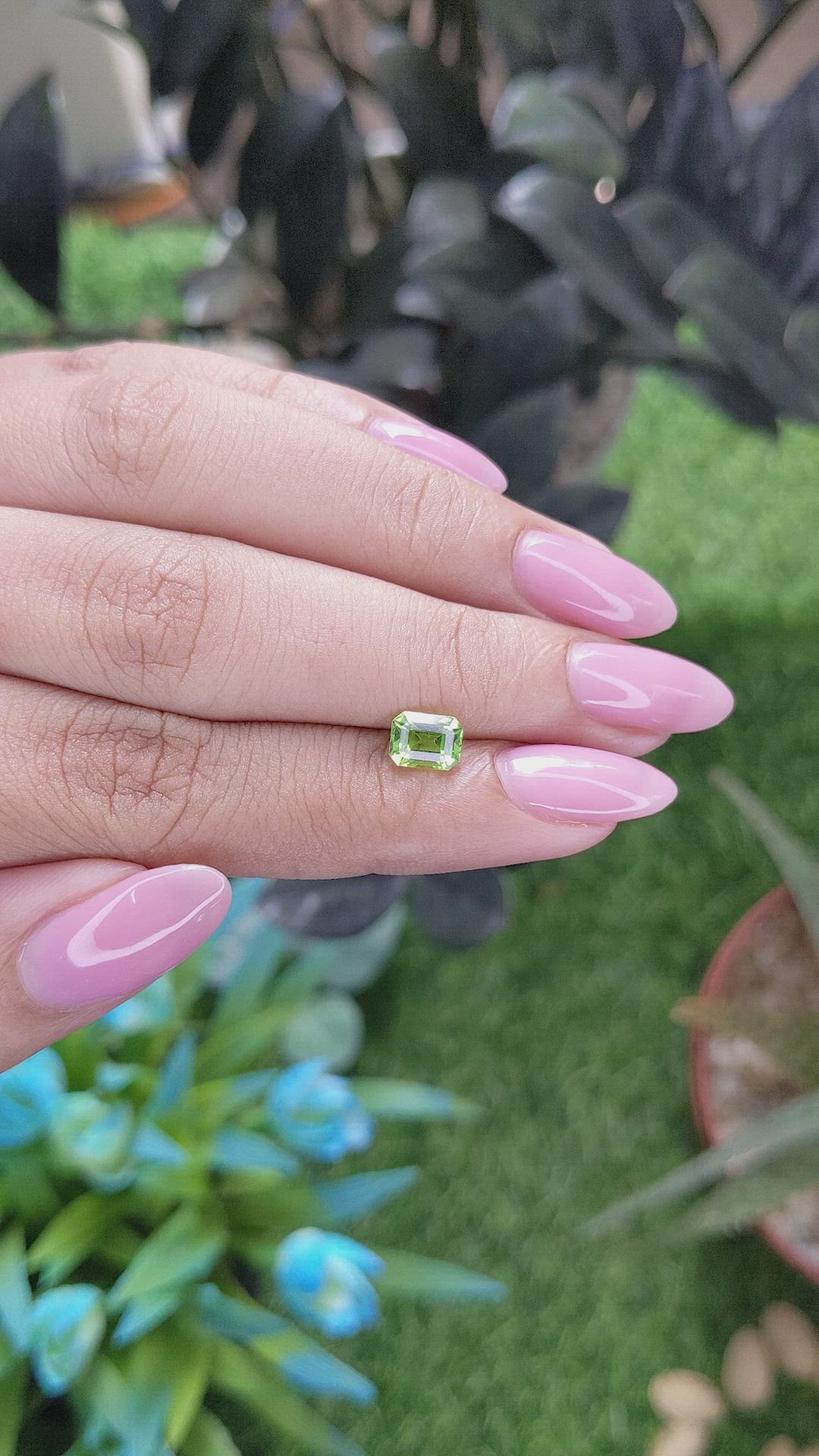 0.91 Ct. Green (Lime Green) Peridot from Tanzania Size Video