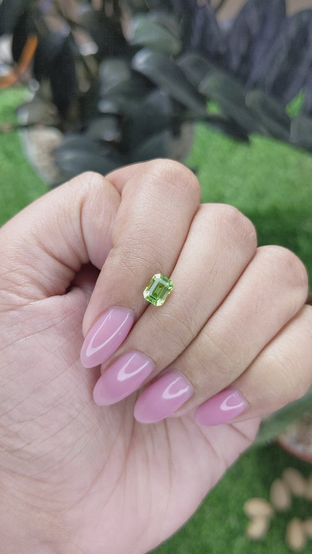 0.91 Ct. Green (Lime Green) Peridot from Tanzania Size Video